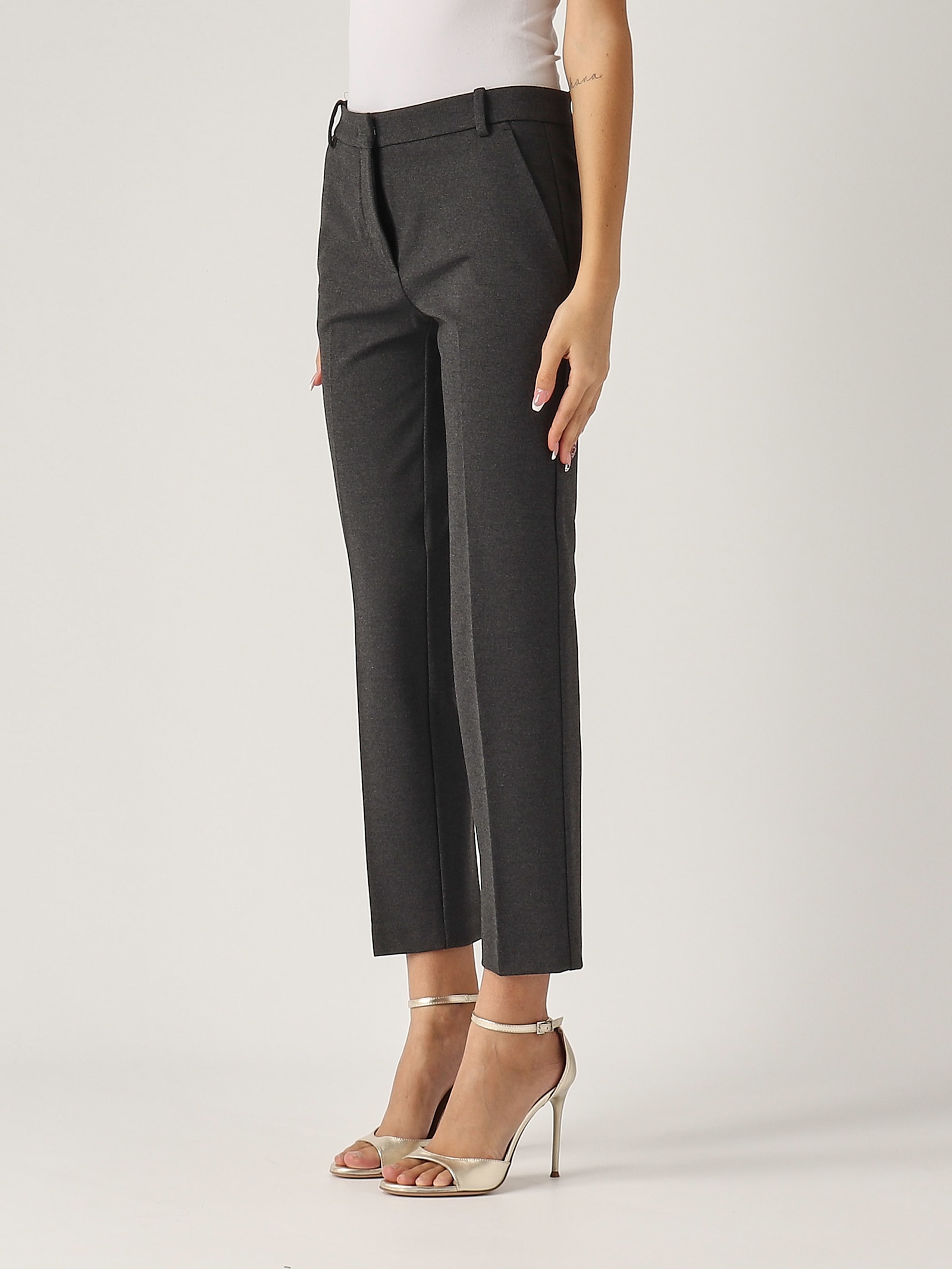 Shop Pinko Bello Pantalone Trousers In Grigio Scuro