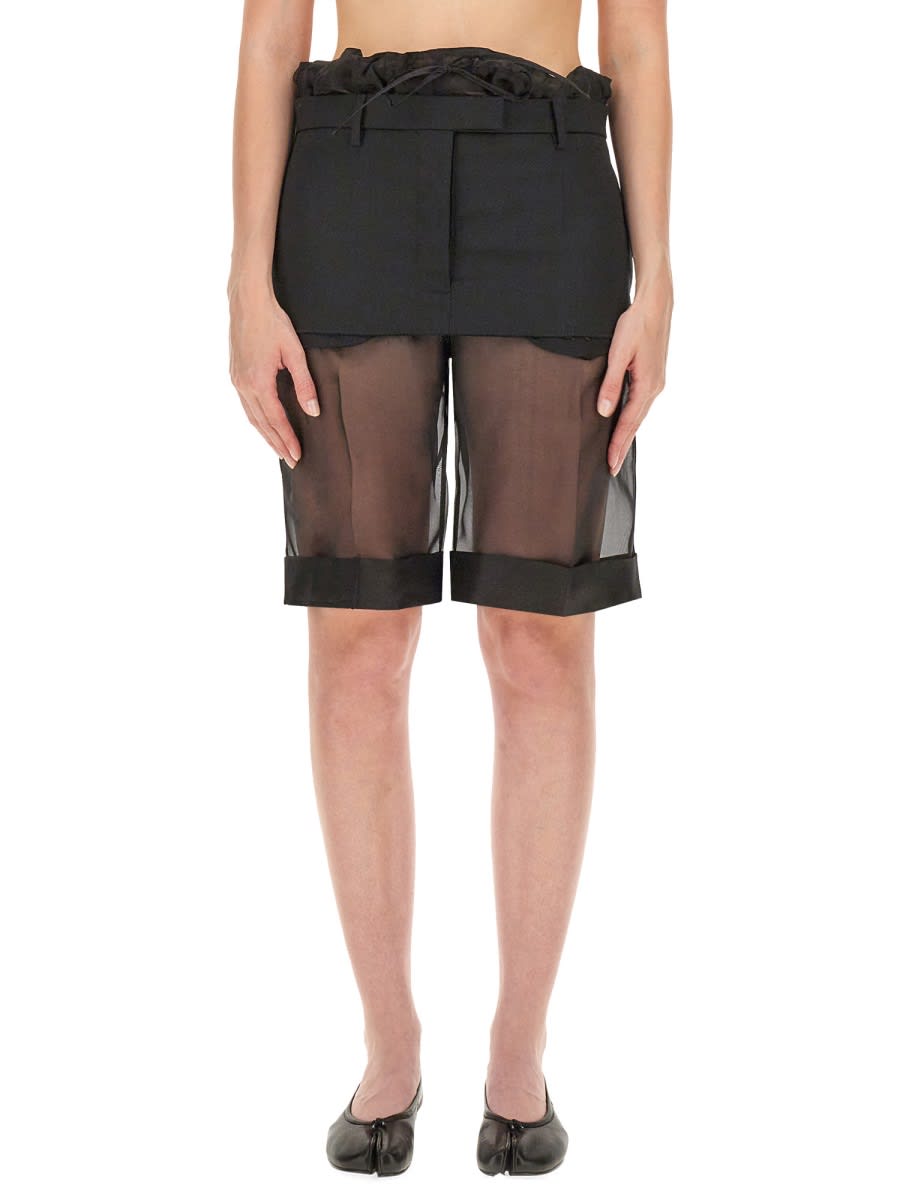 Shop Maison Margiela Layered Effect Pants Skirt In Black