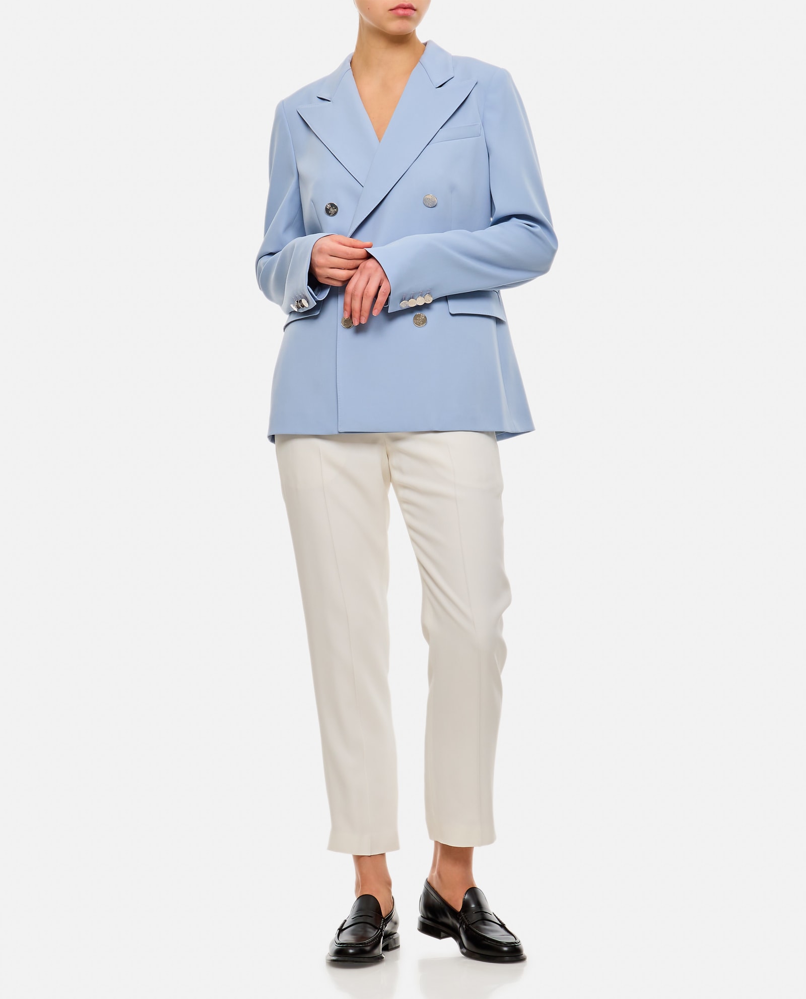 Shop Ralph Lauren Camden Wool Gabardine Double-breasted Jacket In Clear Blue