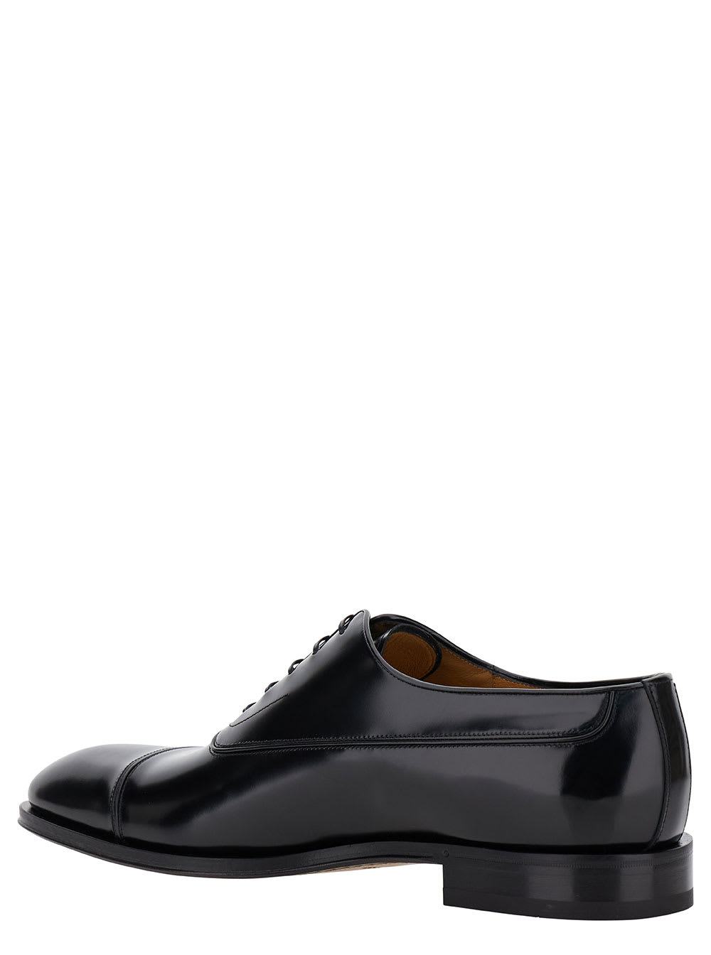 Ferragamo Oxford Lace-up Shoes With Polished Finish In Black