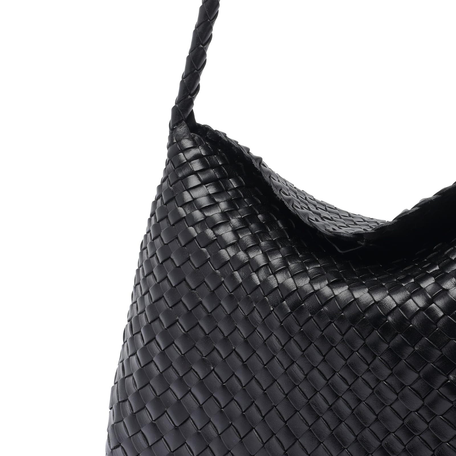 Dragon Diffusion Santa Croce Woven Leather Shoulder Bag In Black