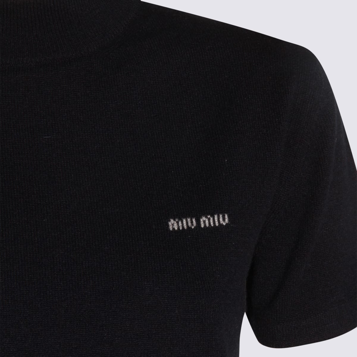 Miu Miu Dark Blue Cashmere Knitwear In Blue