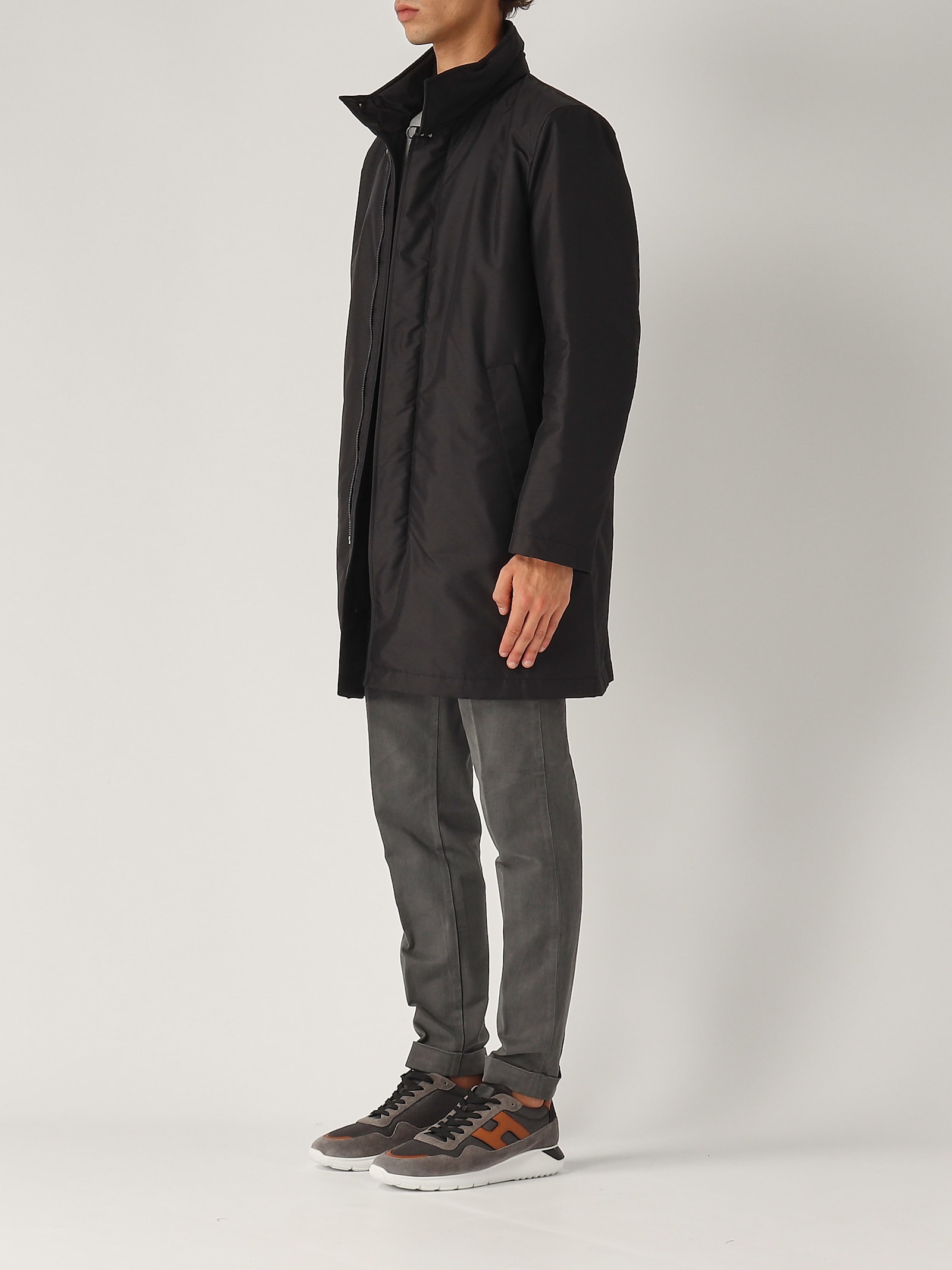 Shop Fay Impermeabile Collo In Piedi Raincoat In Nero