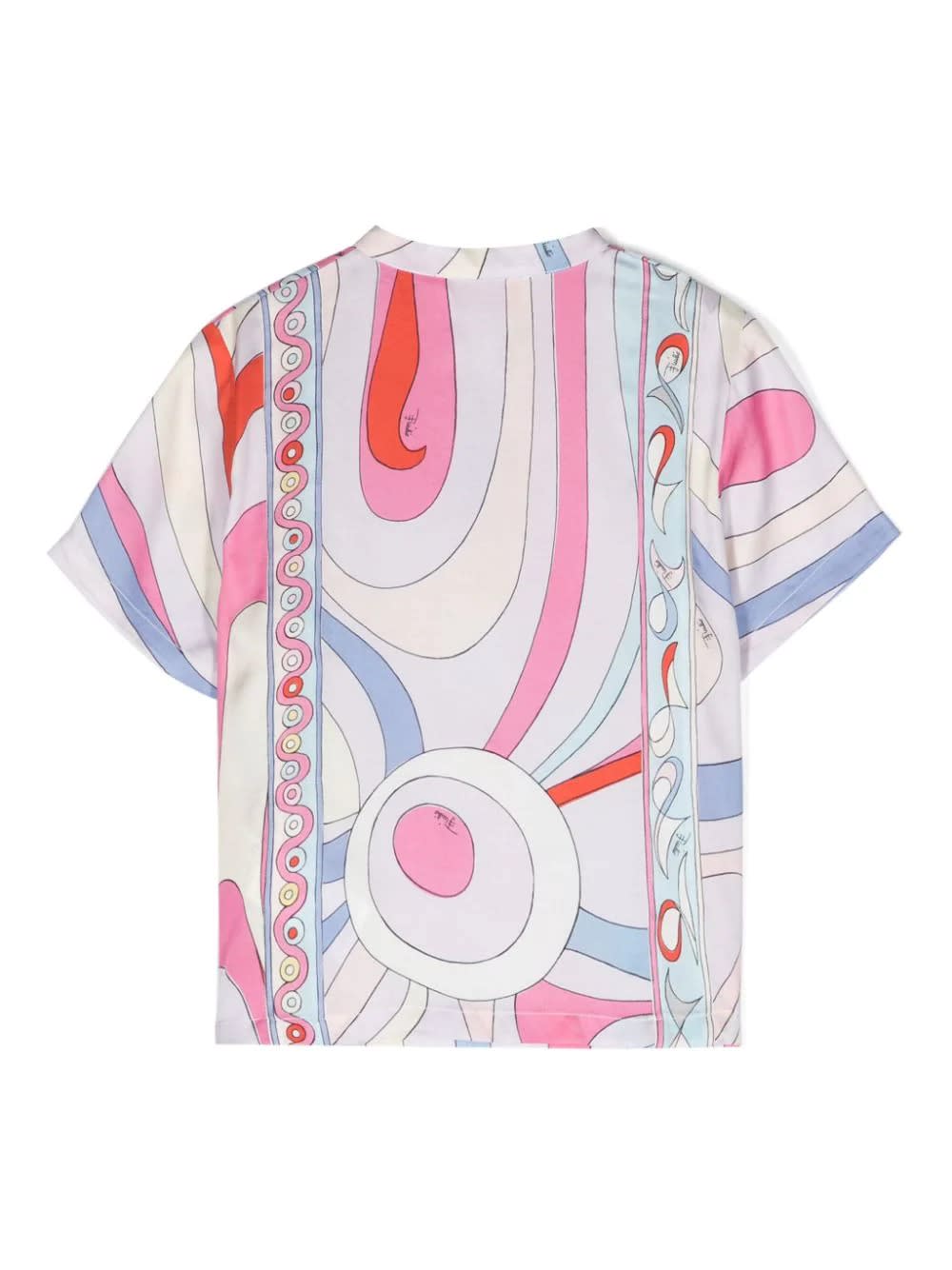 Shop Pucci Short-sleeved Shirt With Light Blue/multicolour Iride Print