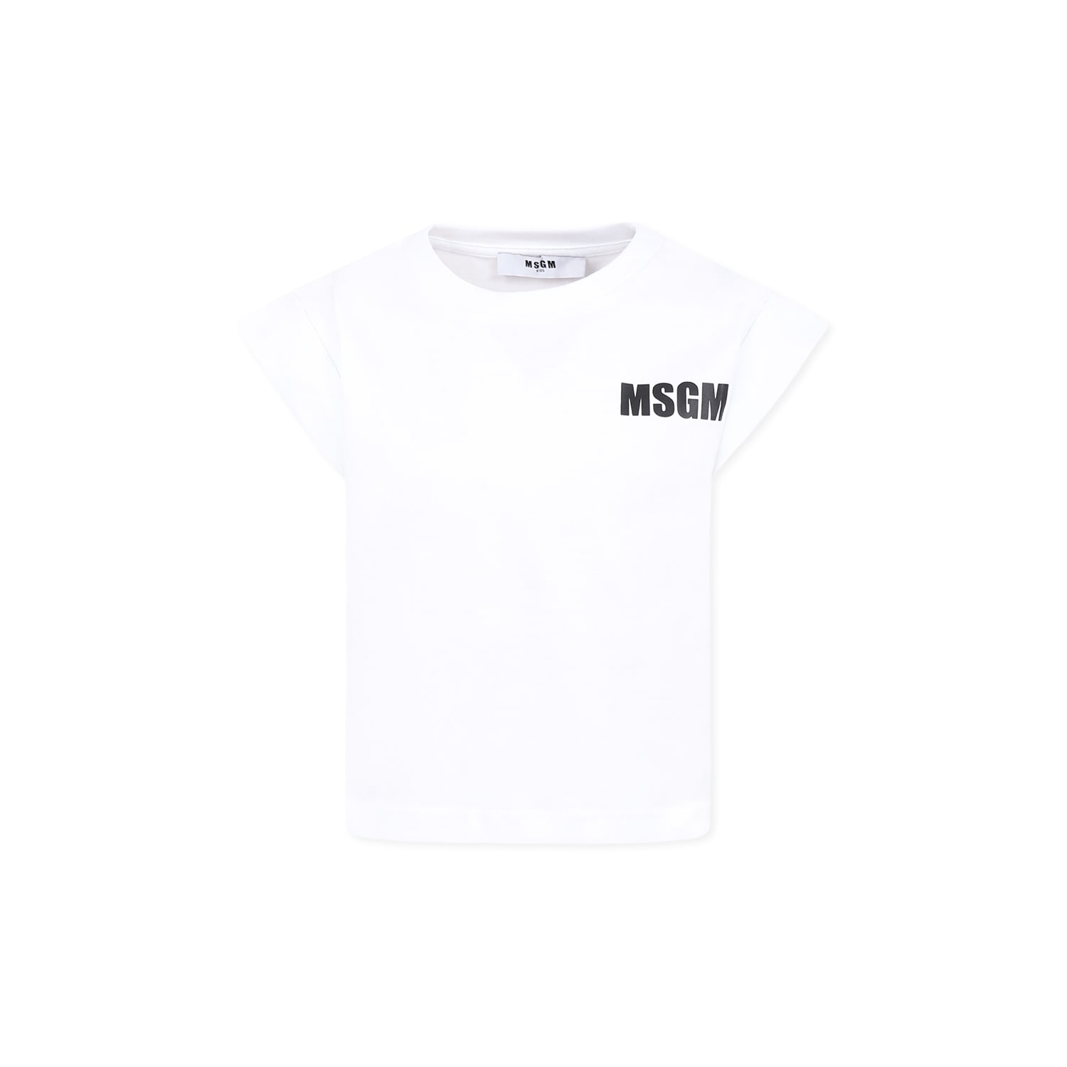 Shop Msgm White T-shirt For Girl With Logo