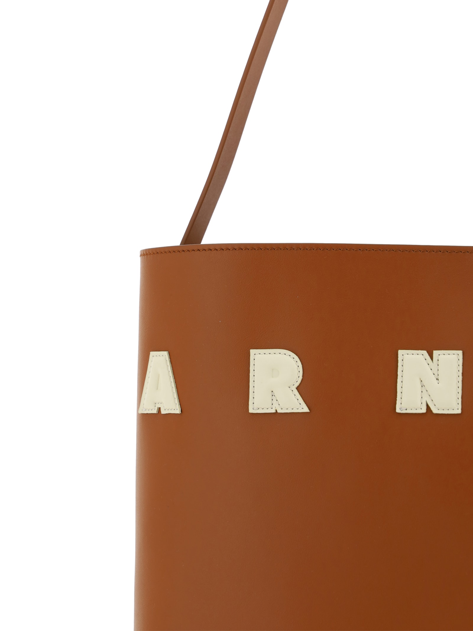 Marni Medium Museo Hobo Leather Tote Bag In Brown