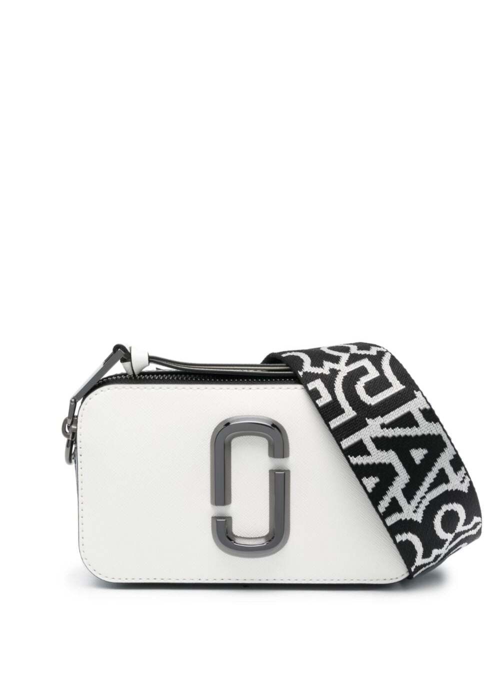 MARC JACOBS THE SNAPSHOT WHITE SHOULDER BAG WITH METAL LOGO AT THE FRONT IN LEATHER WOMAN