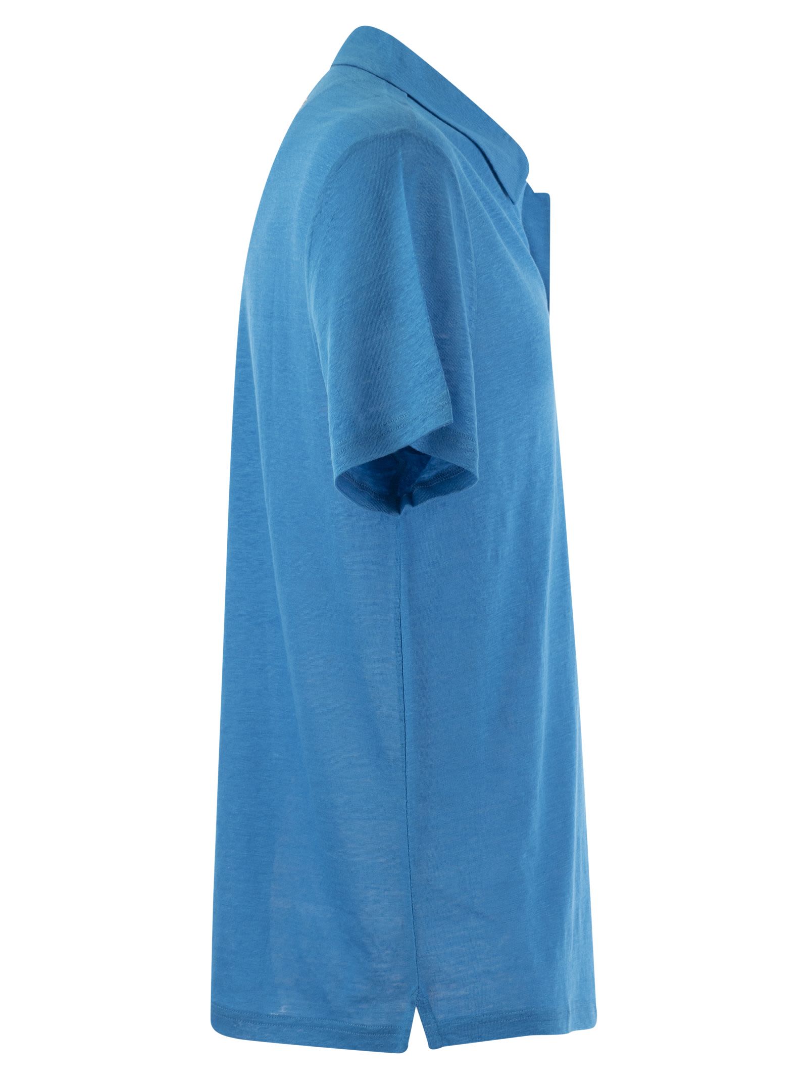 Shop Vilebrequin Short-sleeved Linen Polo Shirt In Light Blue