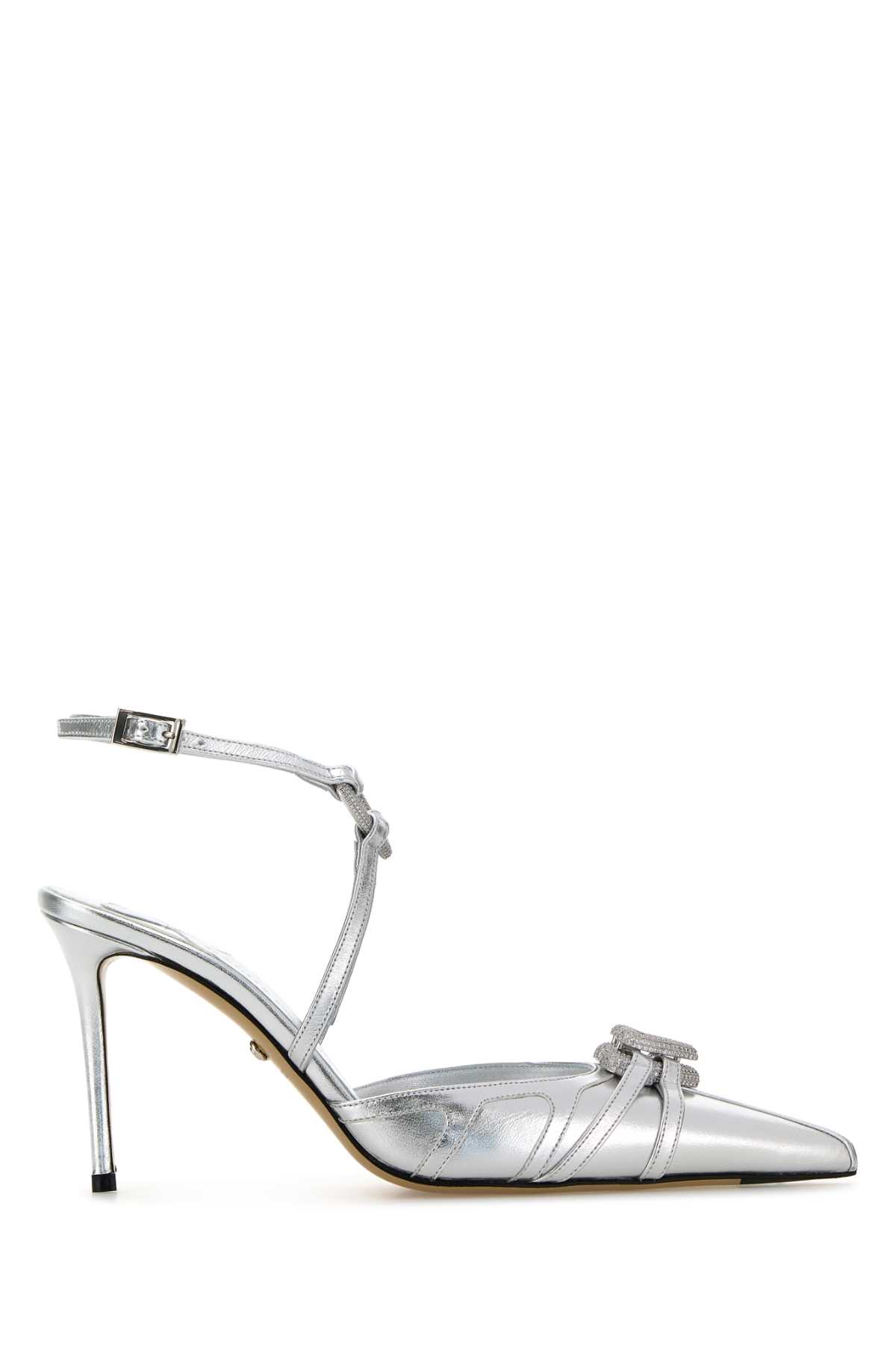 Silver Nappa Leather Pumps