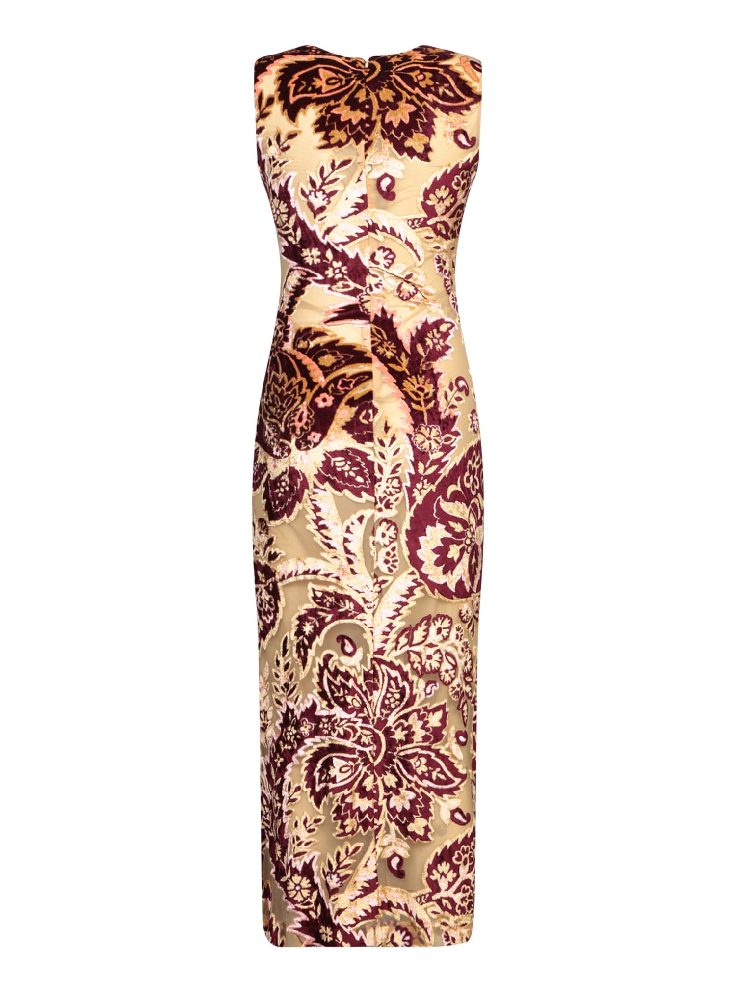 Shop Etro Bordeaux Yellow Tattoo Velvet Dress