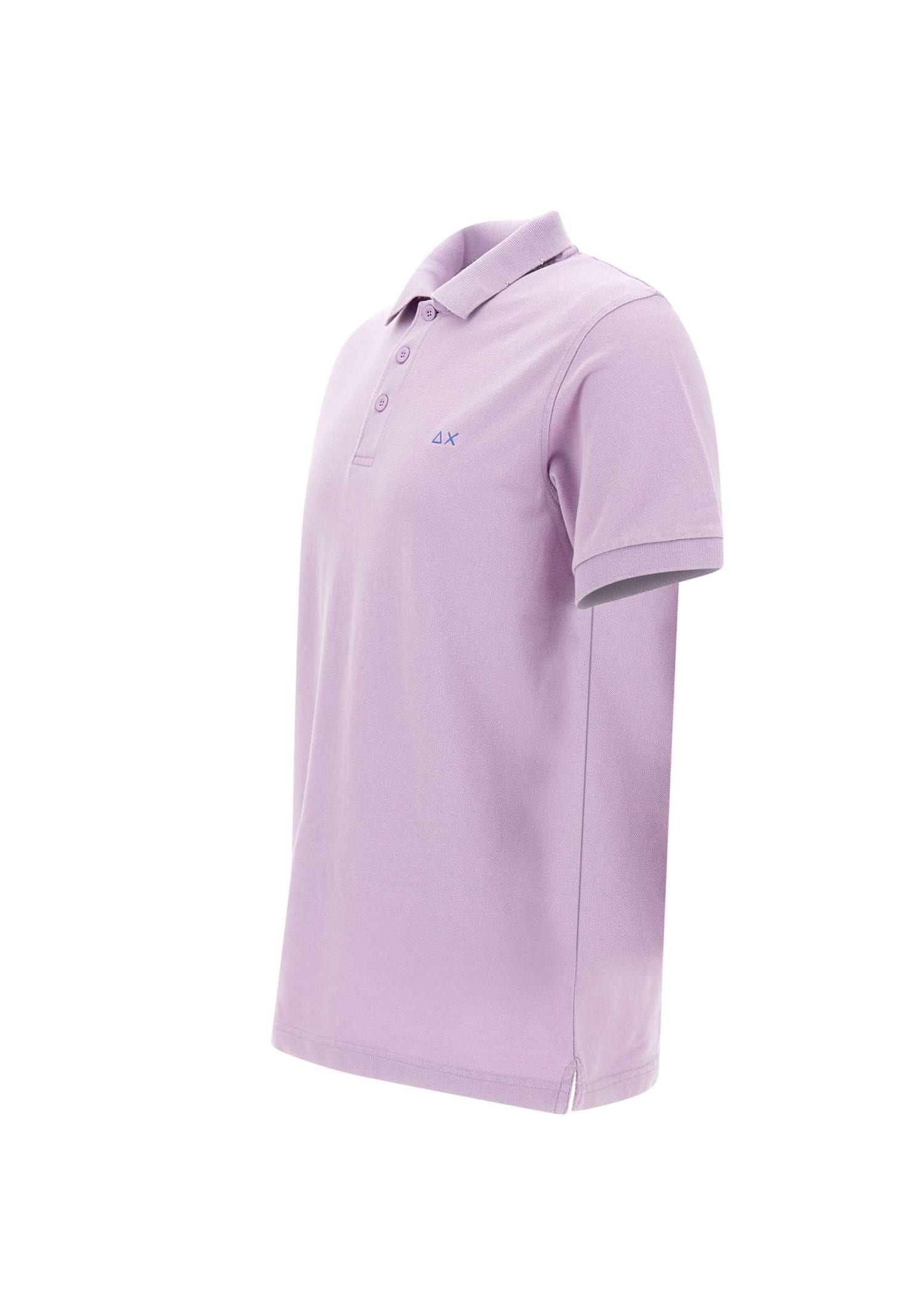 Shop Sun 68 Solid Polo Shirt Cotton In Lilac