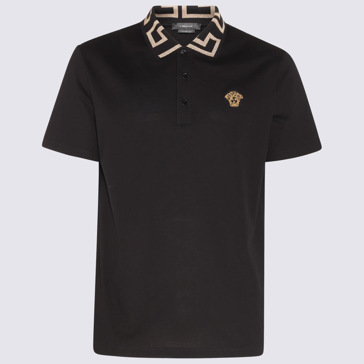 Shop Versace Polo Cotton Shirt In Black