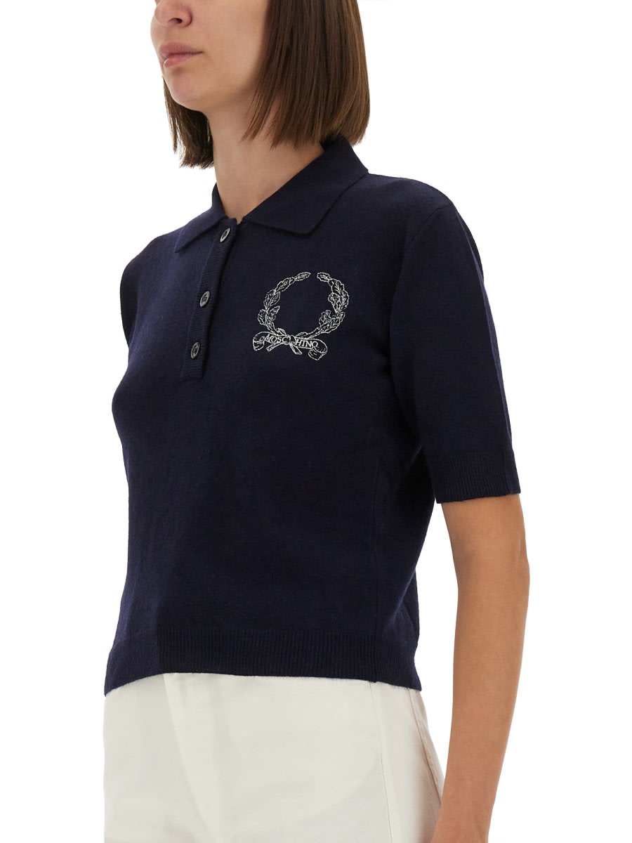 Moschino Knitwear Polo Collar Short Sleeves In Blue