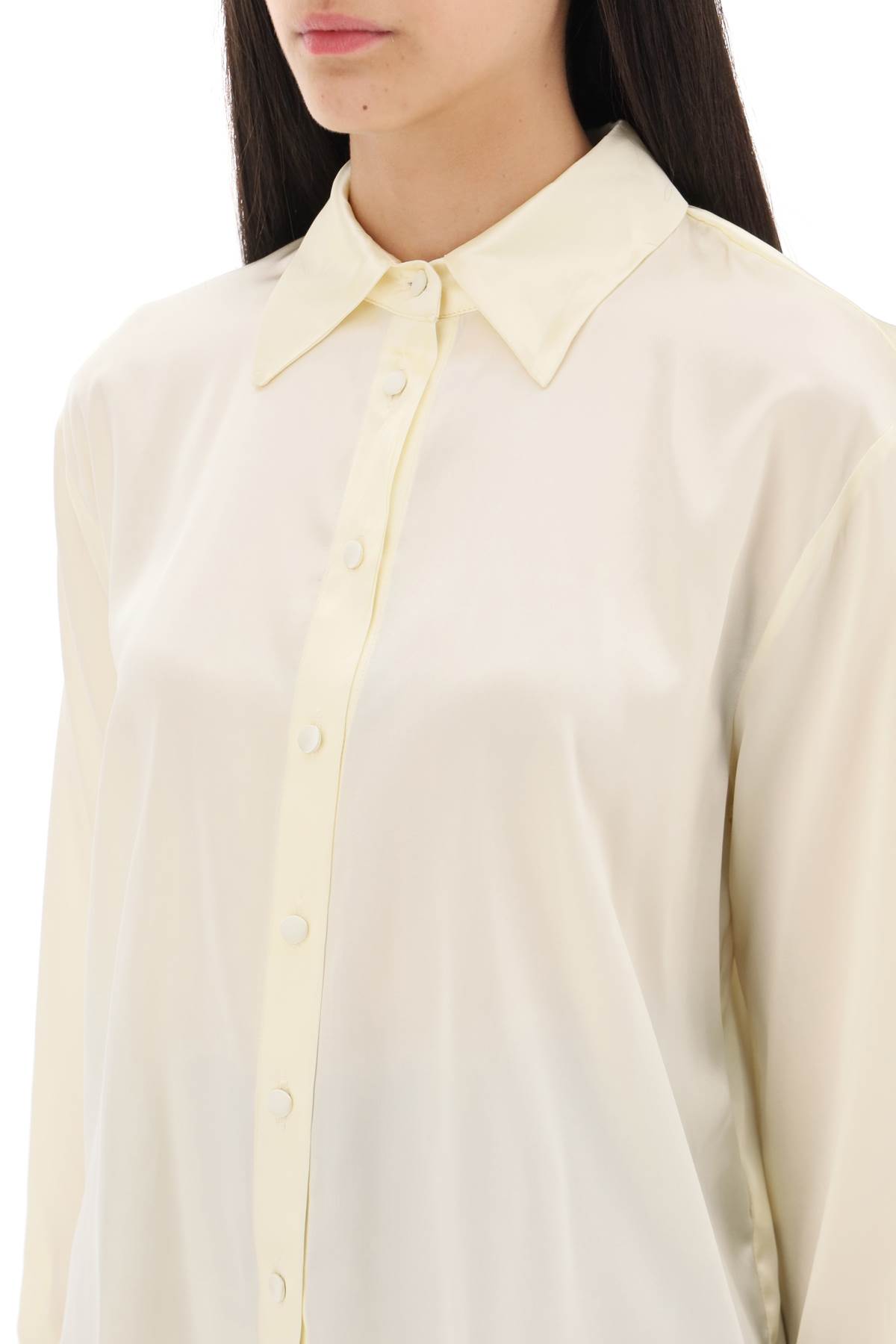 Shop Mvp Wardrobe Sunset Boulevard Satin Shirt In Crema (white)