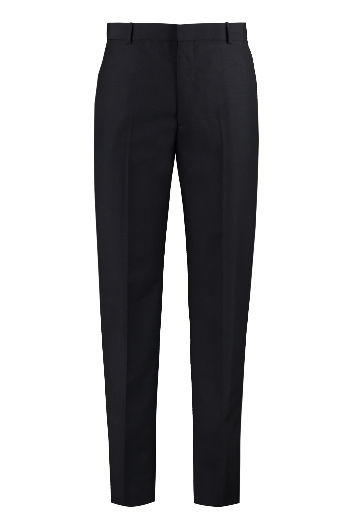 Shop Alexander Mcqueen Wool Blend Tailored Trousers In Black