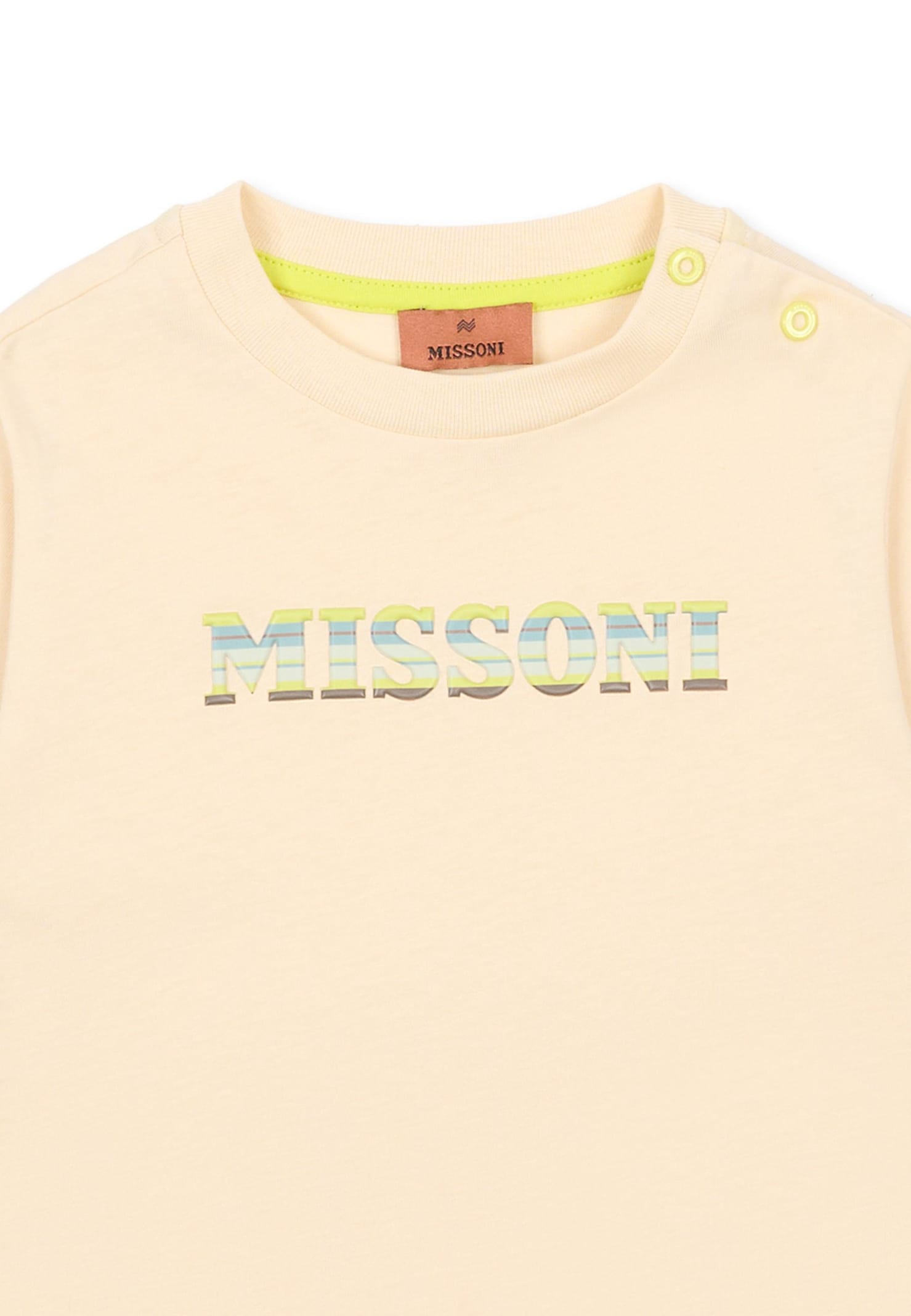 Missoni Beige T-shirt For Babykids With Logo In Orange