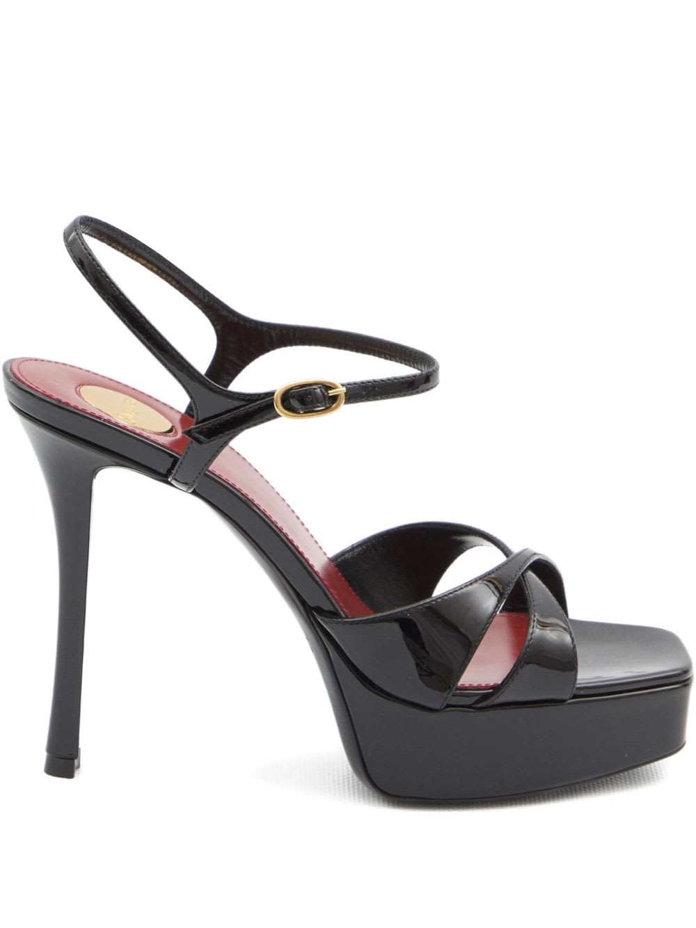 Saint Laurent Schwarze Ledersandalen