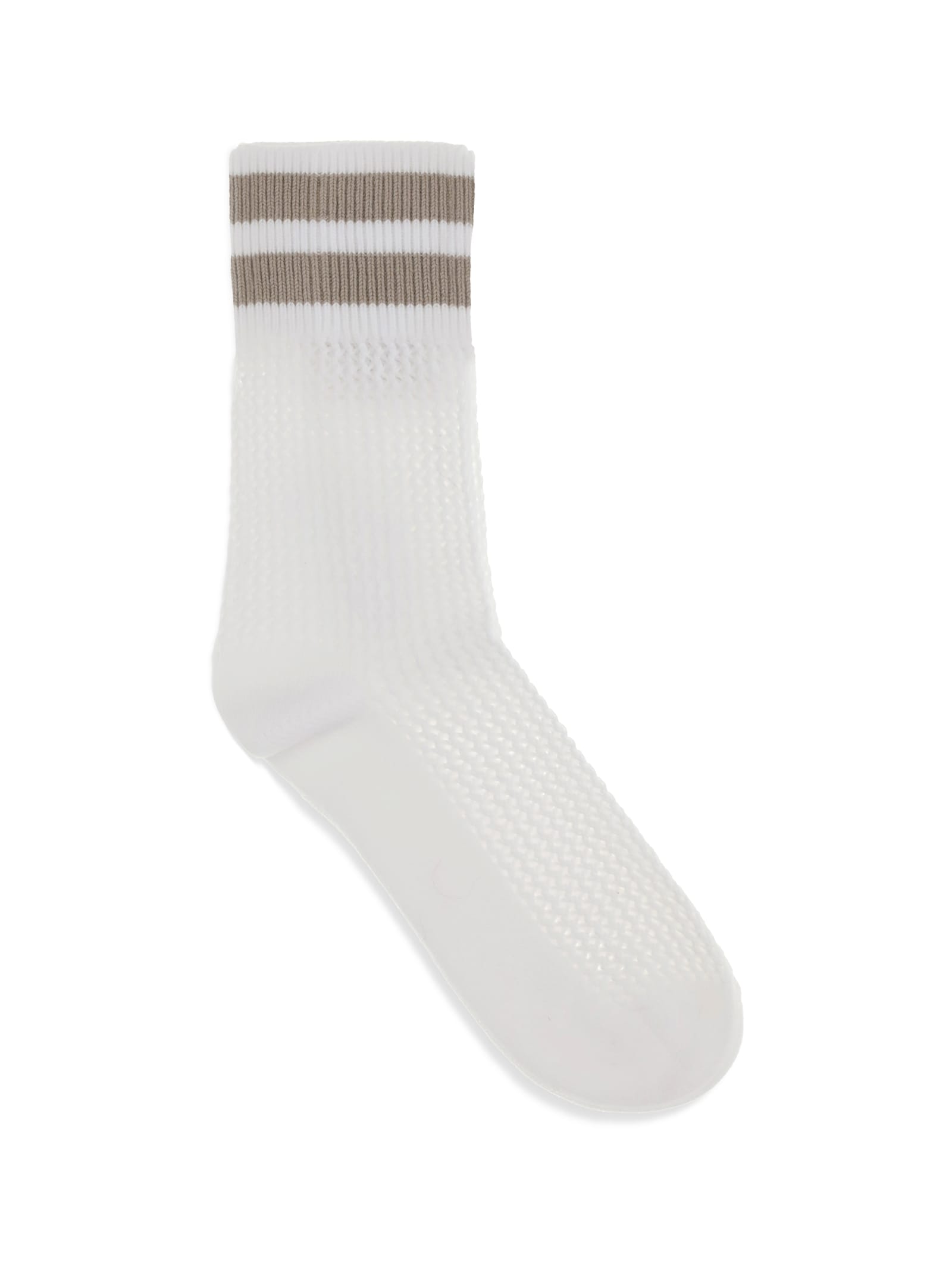 Brunello Cucinelli Waffle Stitch Cotton Knit Socks In Gray