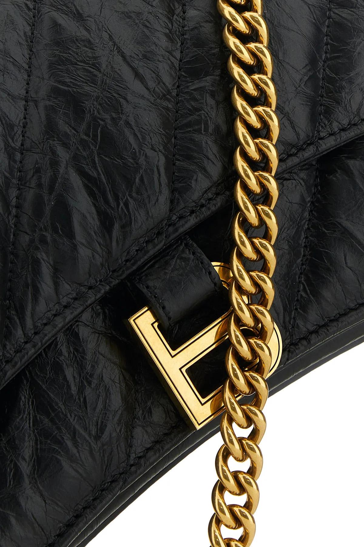 Shop Balenciaga Black Leather Small Crush Shoulder Bag