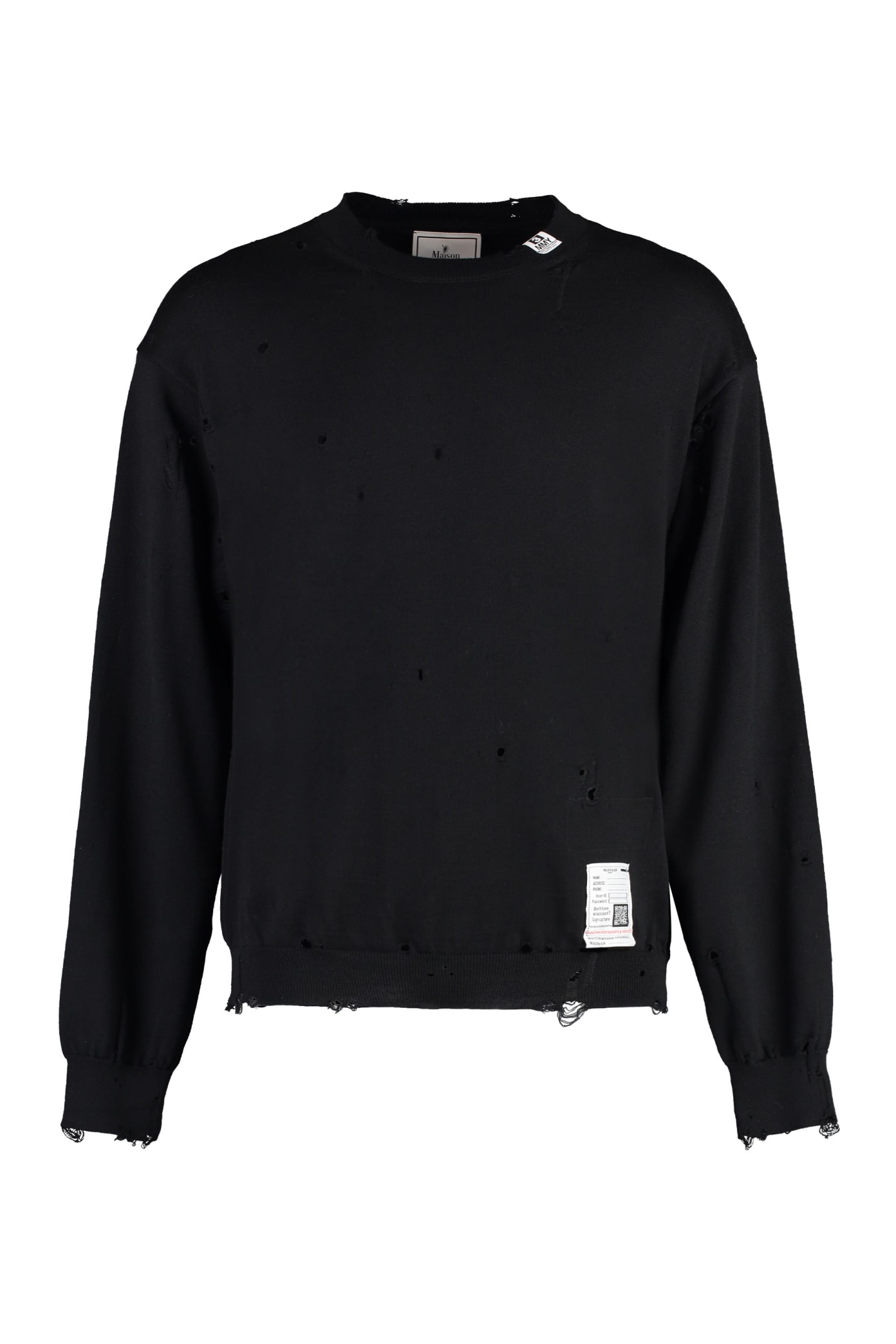 Shop Miharayasuhiro Crew-neck Wool Sweater In Black