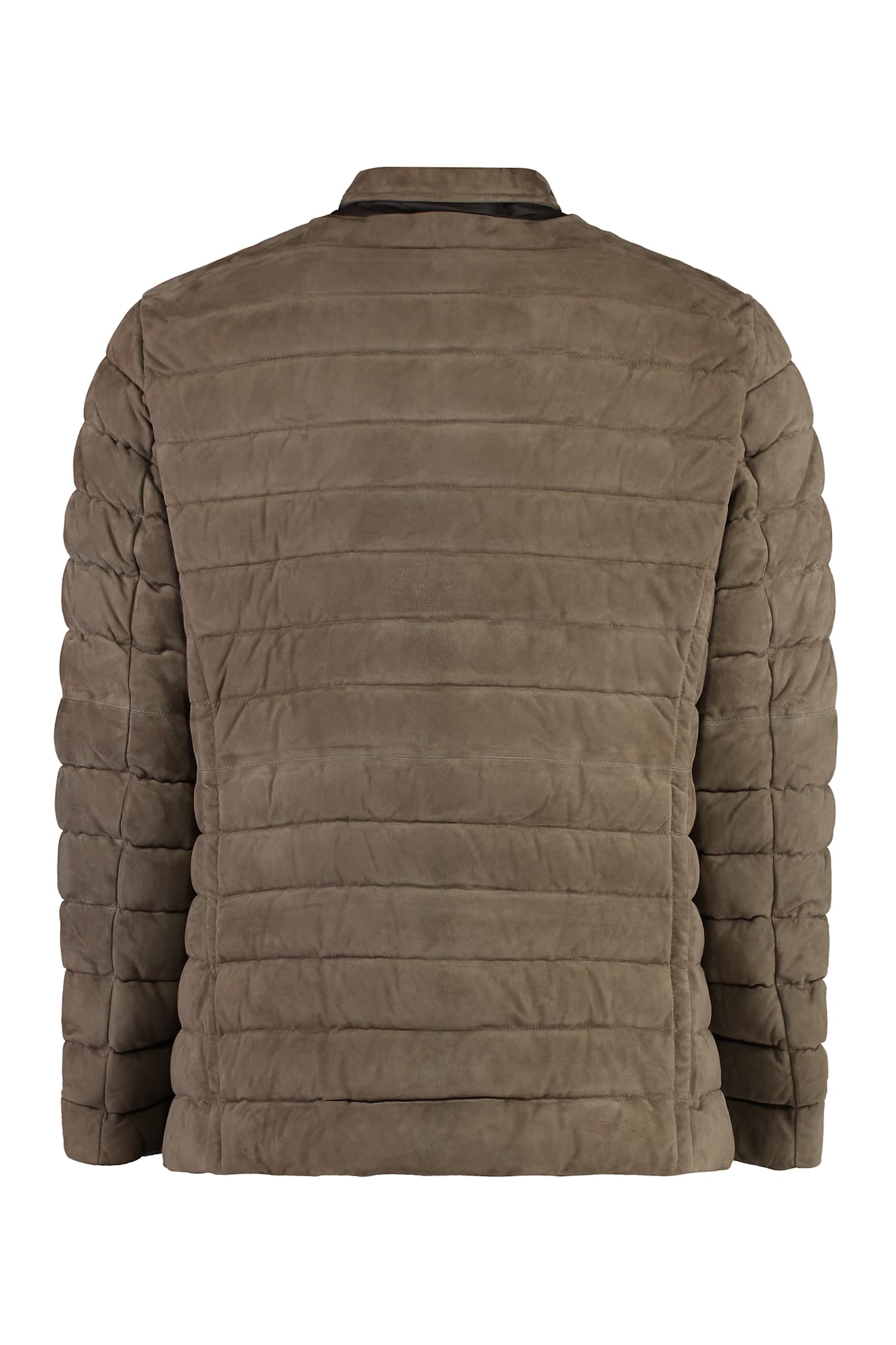 Moorer Zavyer Leather Padded Jacket In Gray