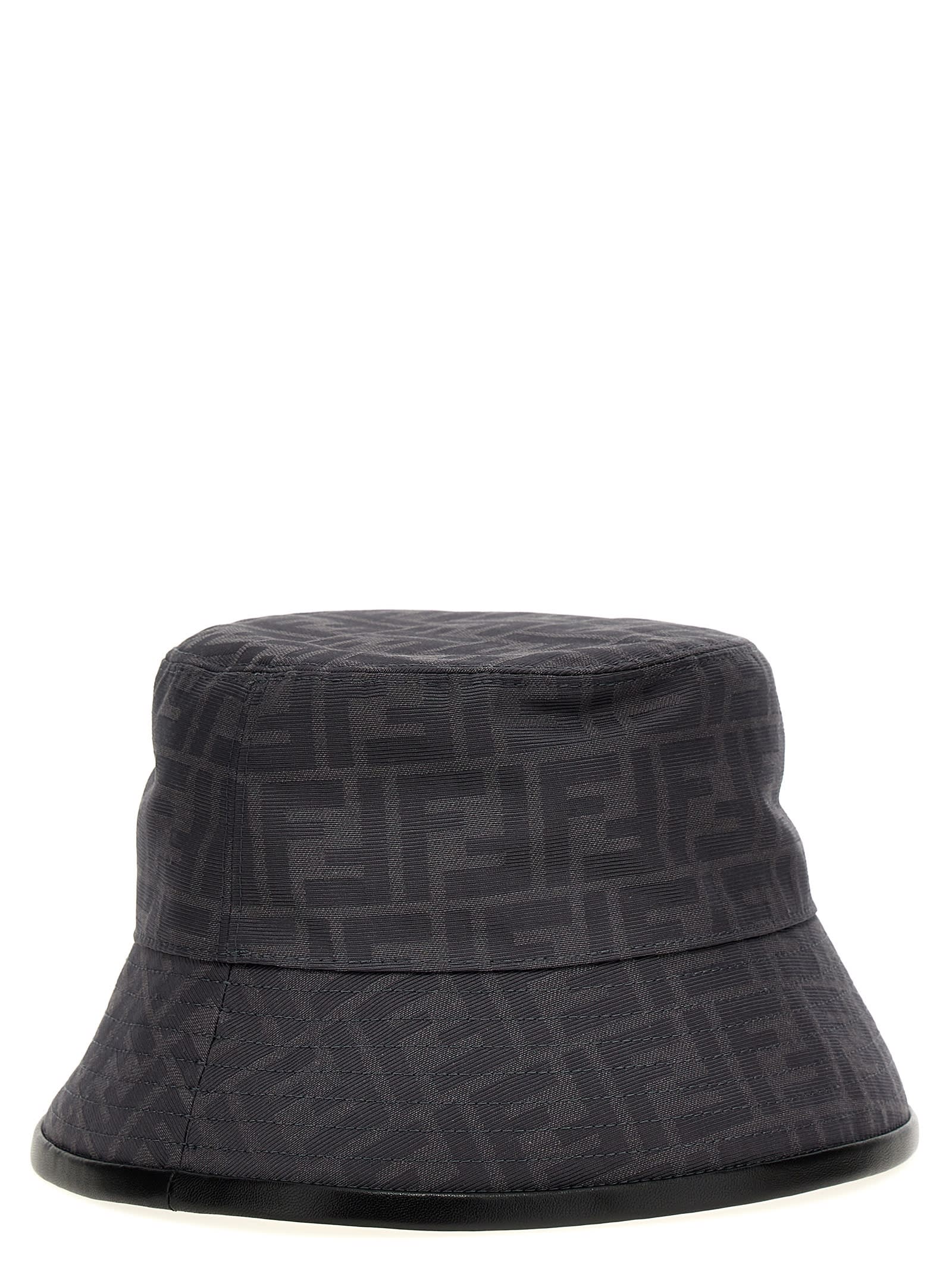 Shop Fendi Ff Bucket Hat In Gray