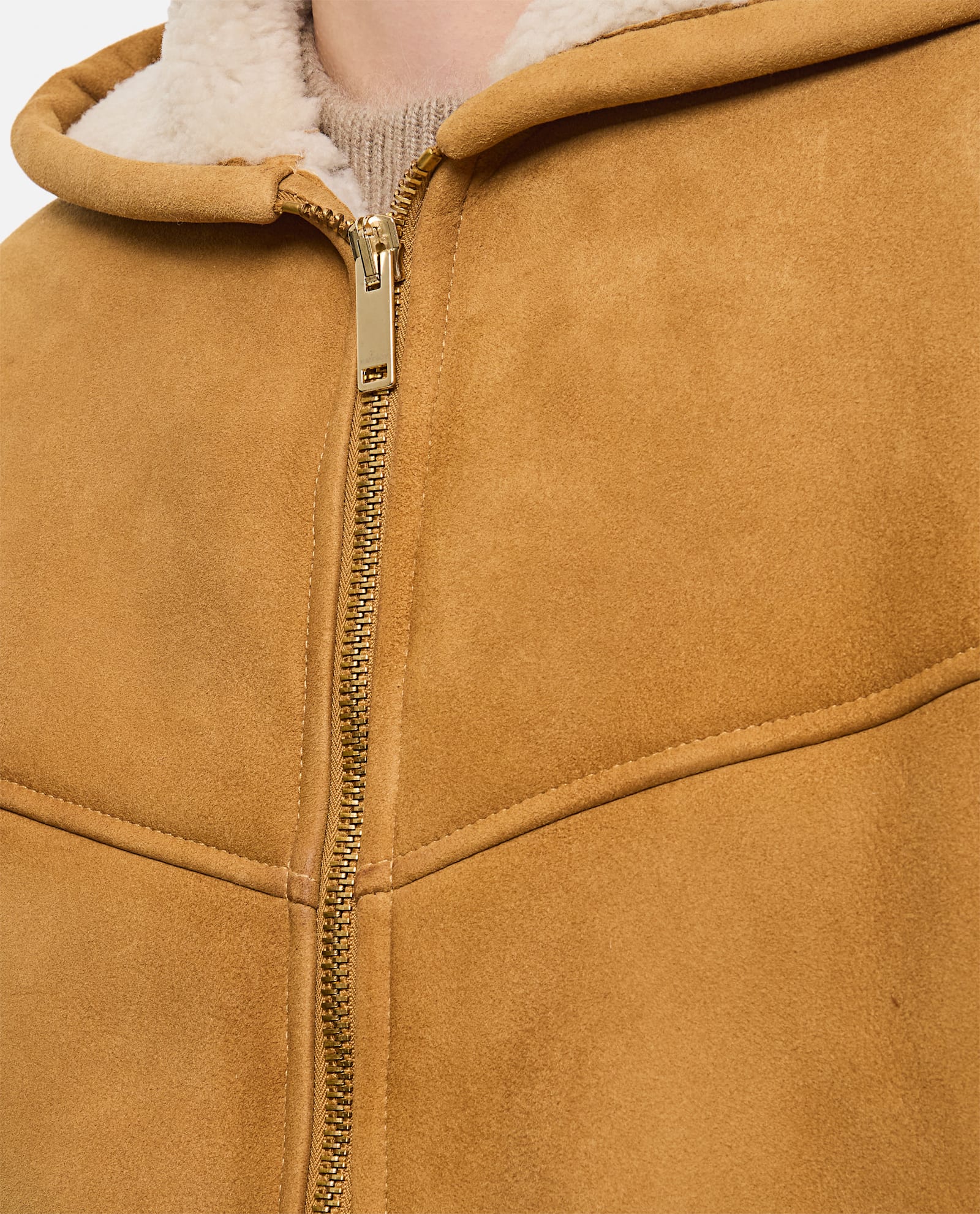 Shop Halfboy Shearling Zipped Hoodie In Brown