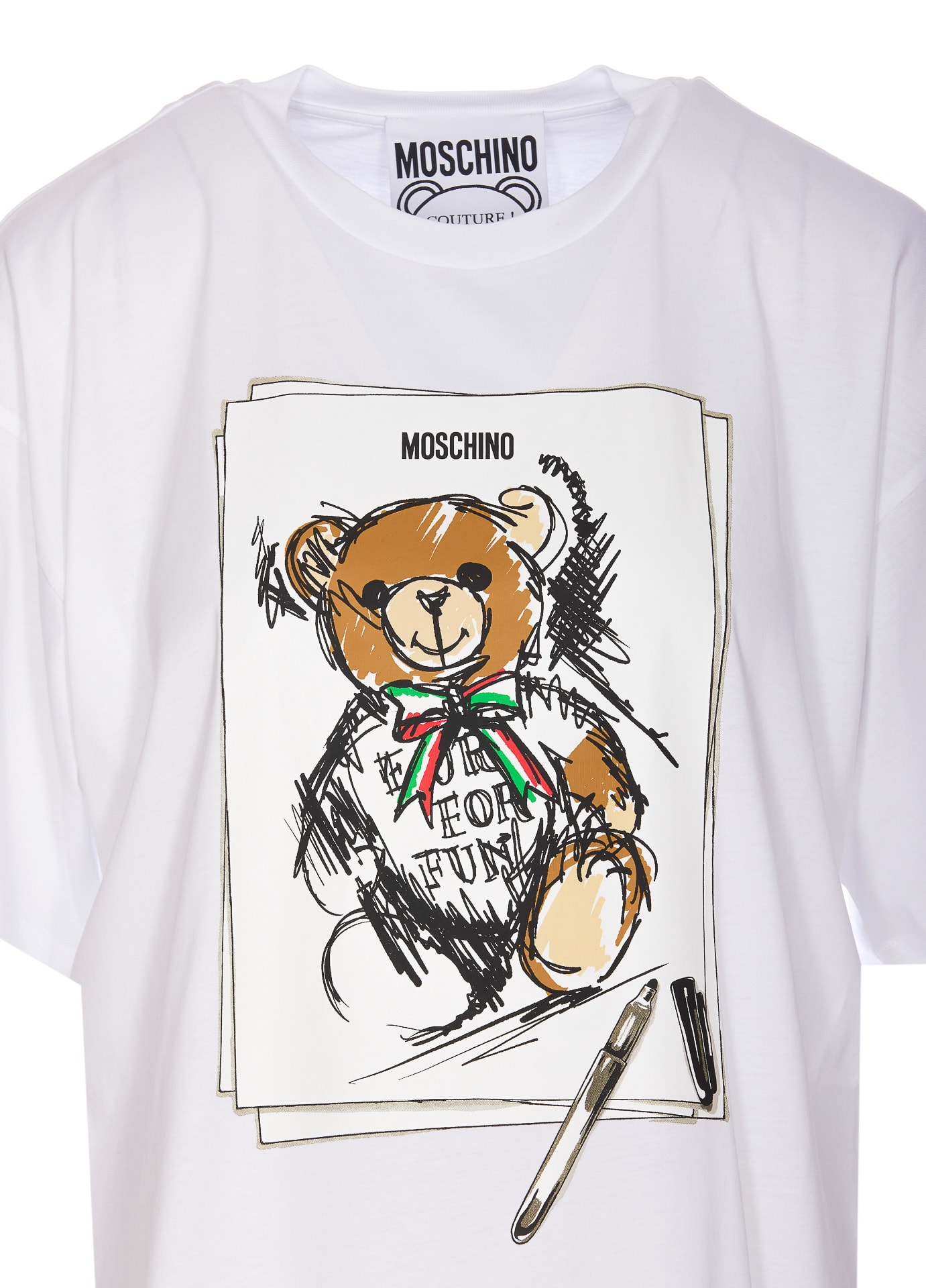 Shop Moschino Drawn Teddy Bear T-shirt In White