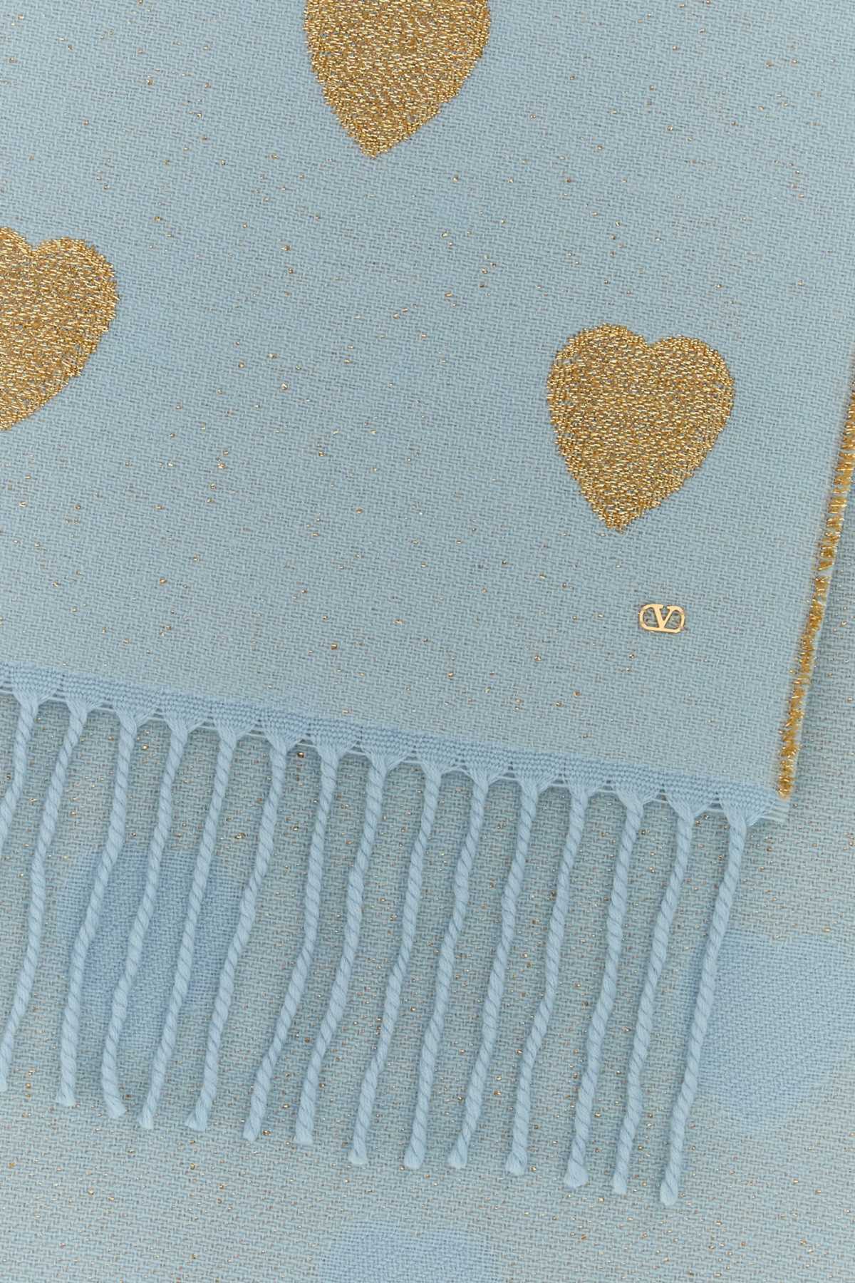 Valentino Heart Pattern Scarf Fringed Ends