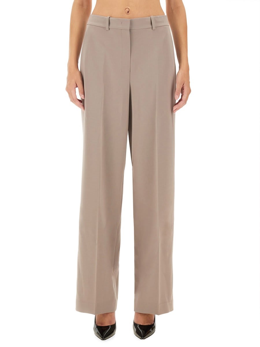 Shop Theory Admiral Crepe Relaxed Straight Pants In Grey