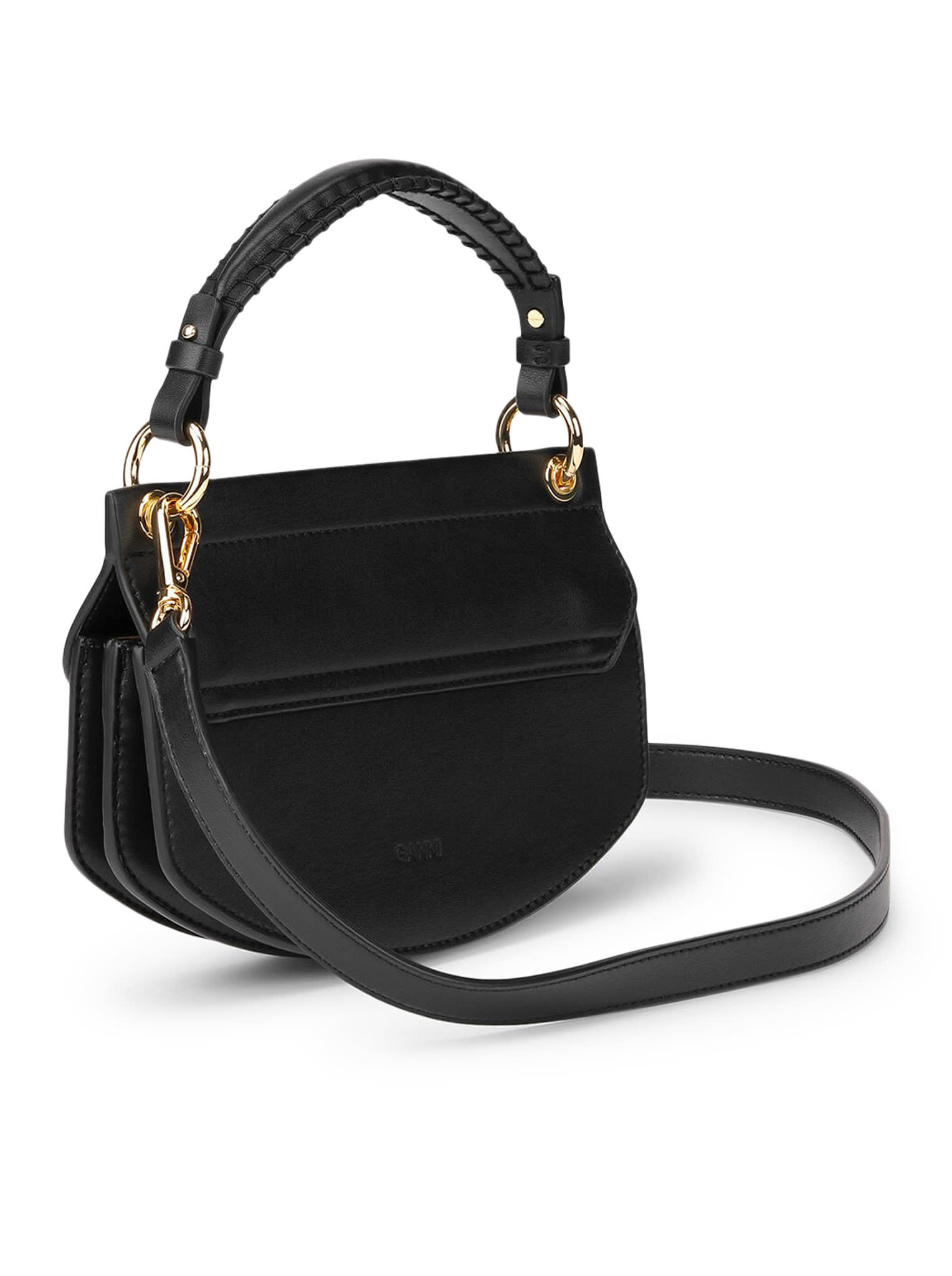 Shop Ganni Black Mini Top Handle Apo-g Bag