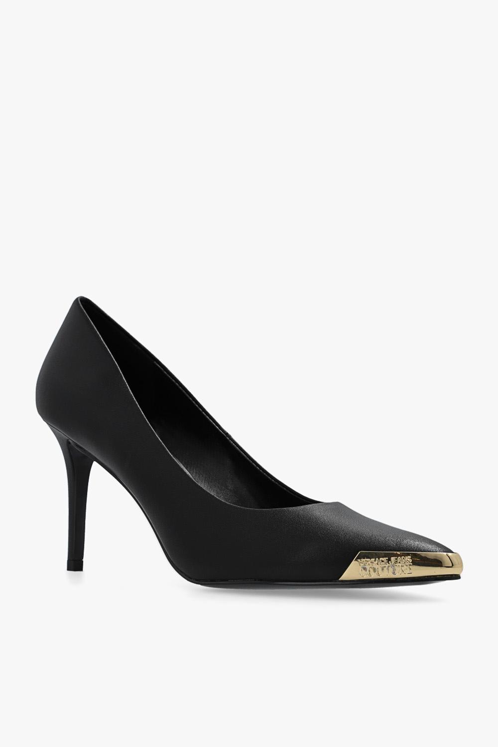Versace Jeans Couture 85mm Metallic-toe Pumps In Black