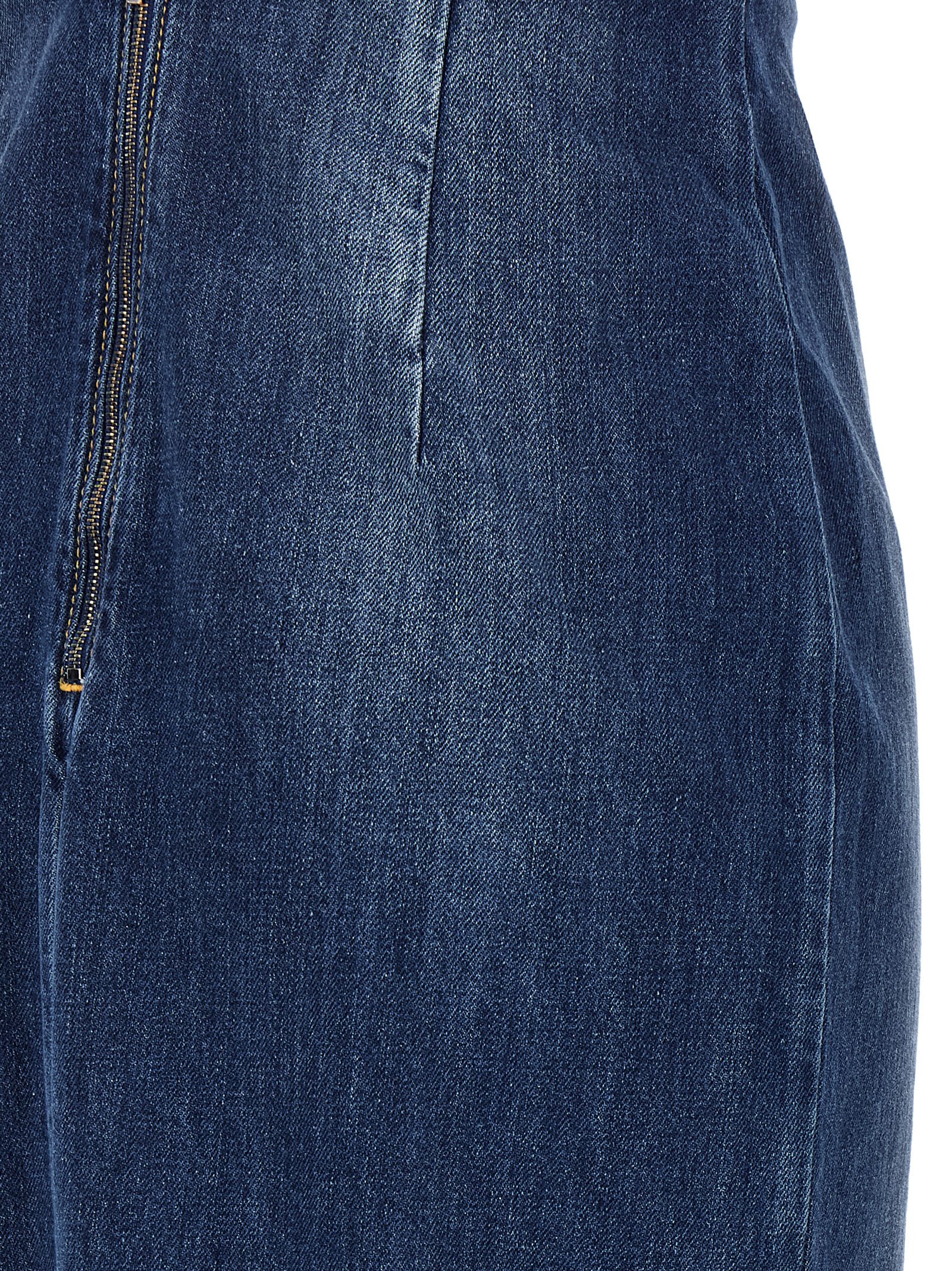 Nensi Dojaka Denim Dress Strapless Fitted Silhouette In Blue
