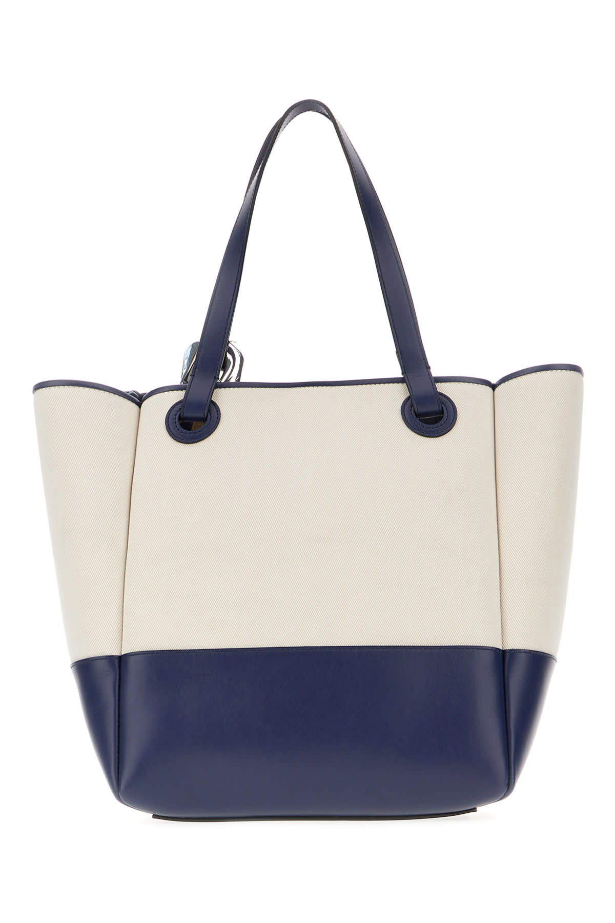 JW ANDERSON TWO-TONE CANVAS AND LEATHER CORNER SHOPPING BAG