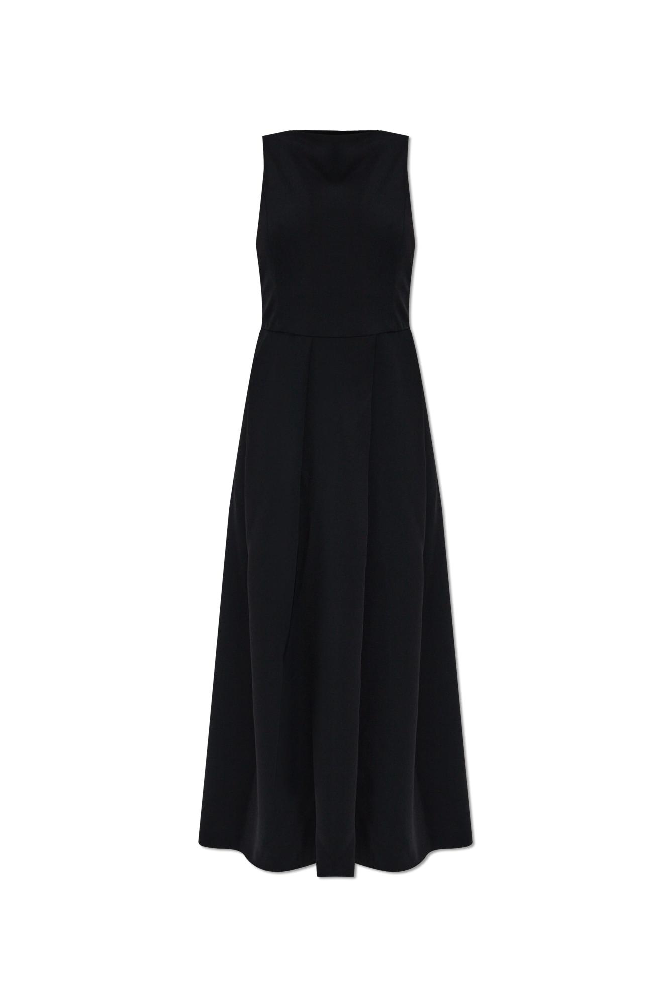 Emporio Armani Robe Sans Manche Avec Plis En Cady Technique In Black