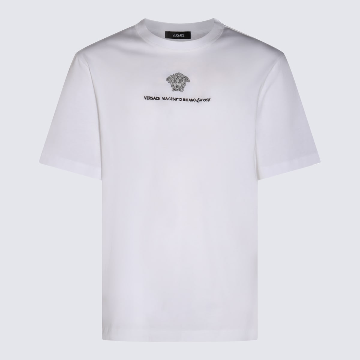 Shop Versace White Cotton T-shirt In Bianco