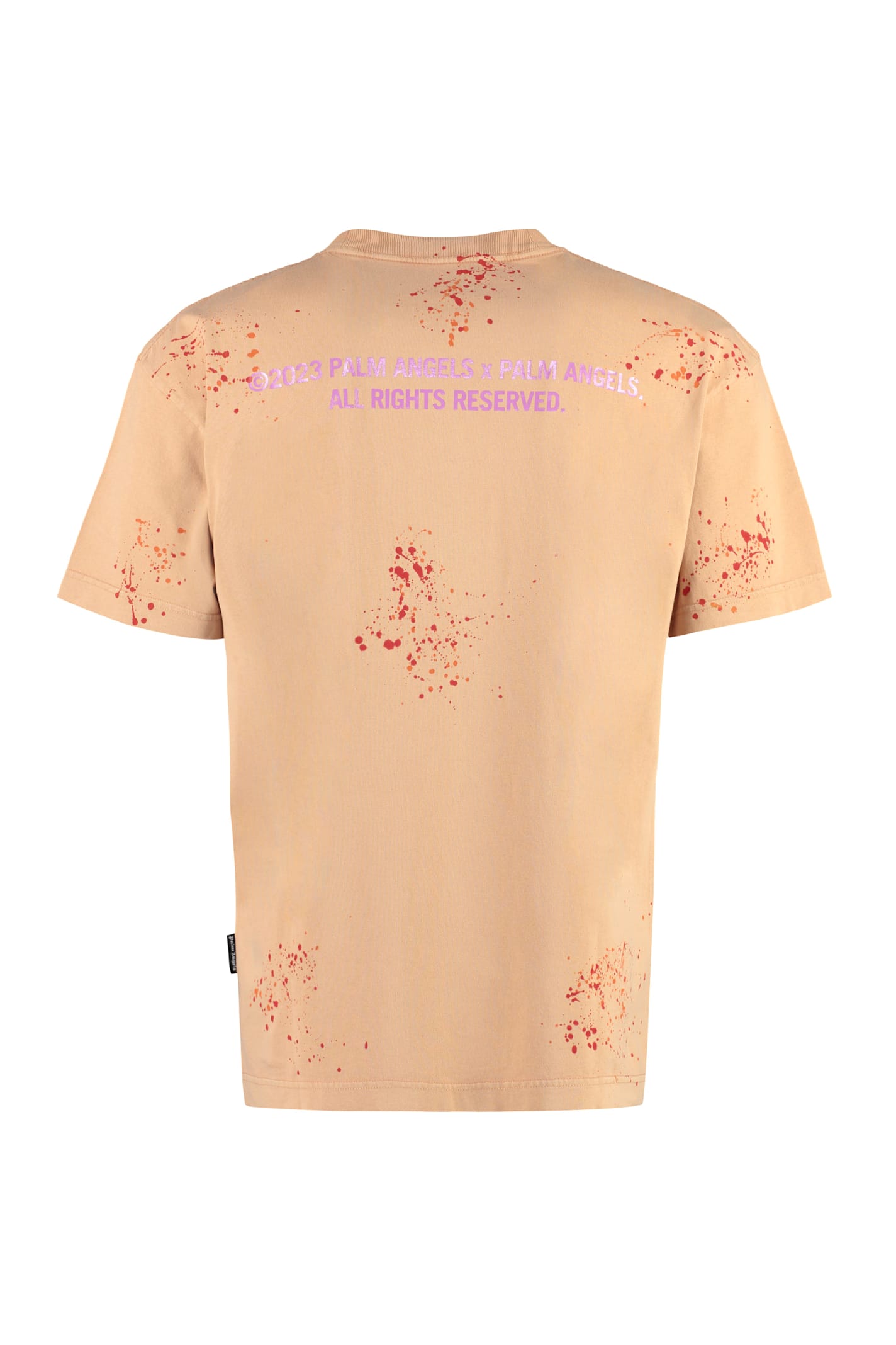 Palm Angels Graphic Print Crew Neck Cotton T-shirt In Multi