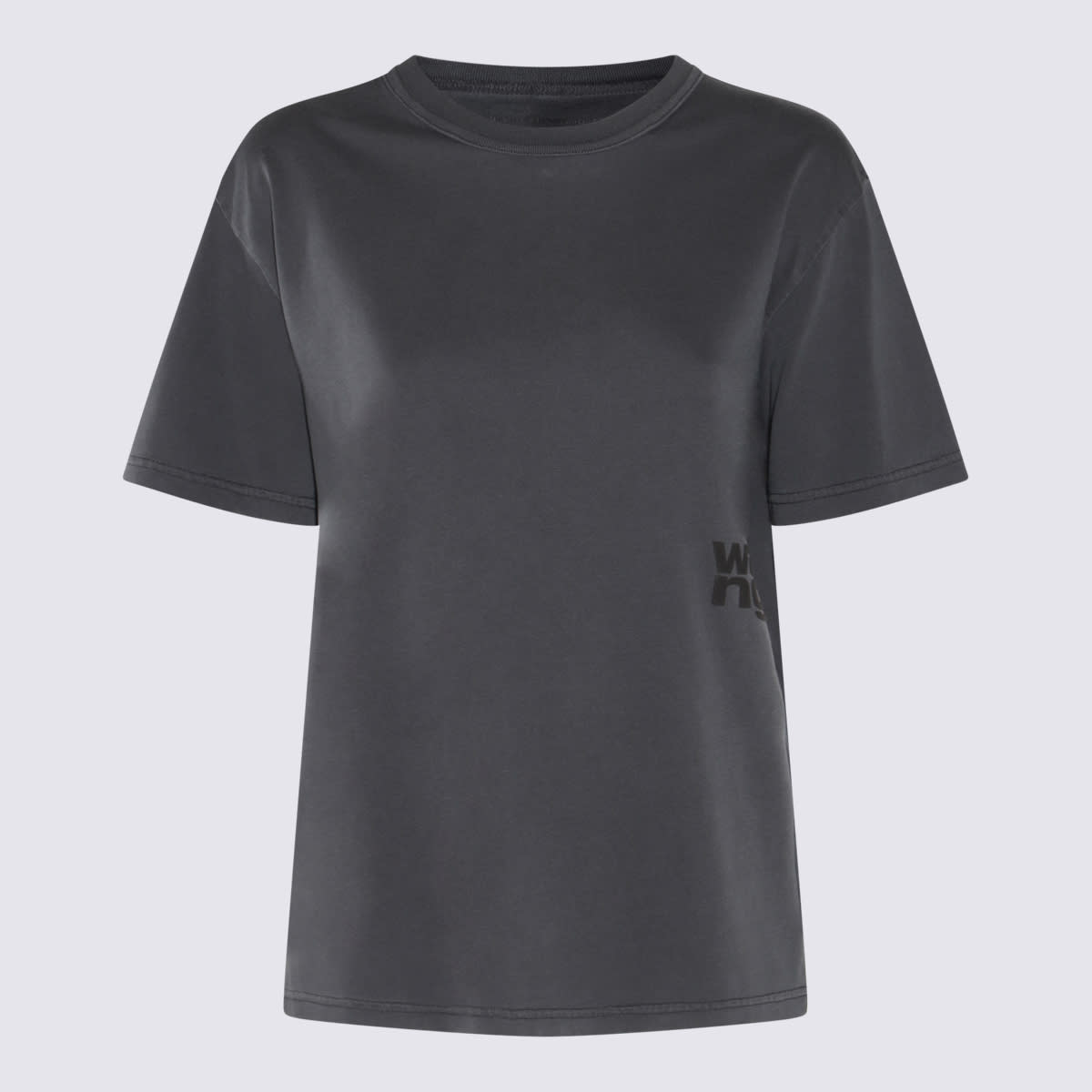 Shop Alexander Wang Dark Grey Cotton T-shirt In Soft Obsidian