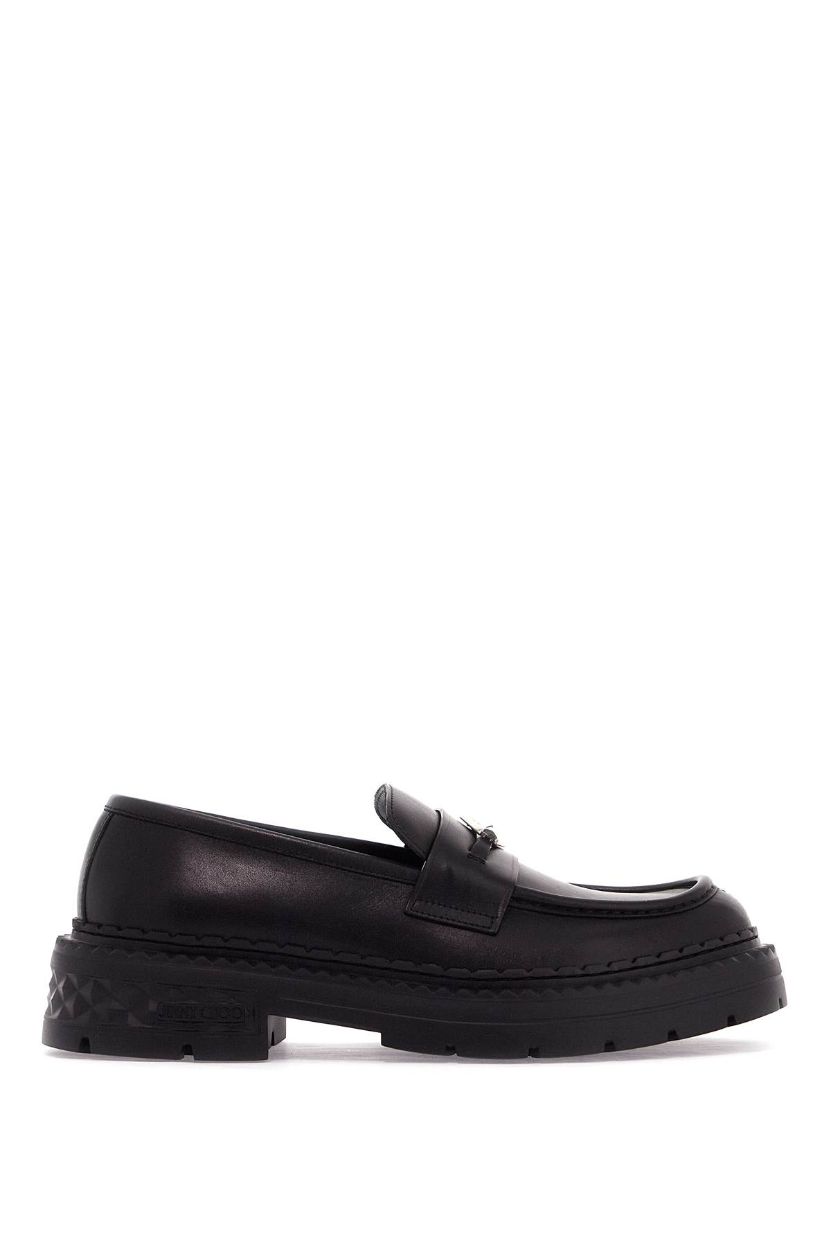 Shop Jimmy Choo Leather Marlow Loafers In Black Gunmetal (black)