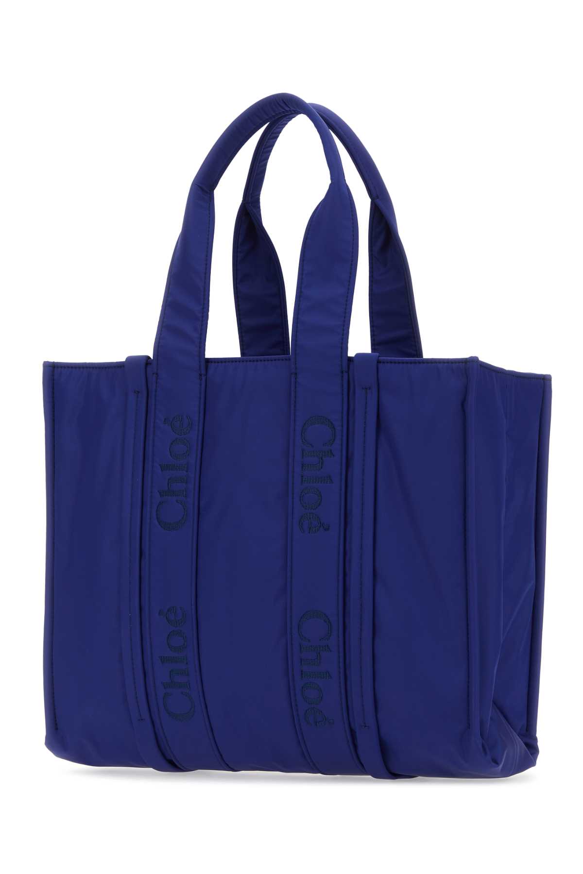 Shop Chloé Blue Fabric Large Woody Shopping Bag In Intenseindigo