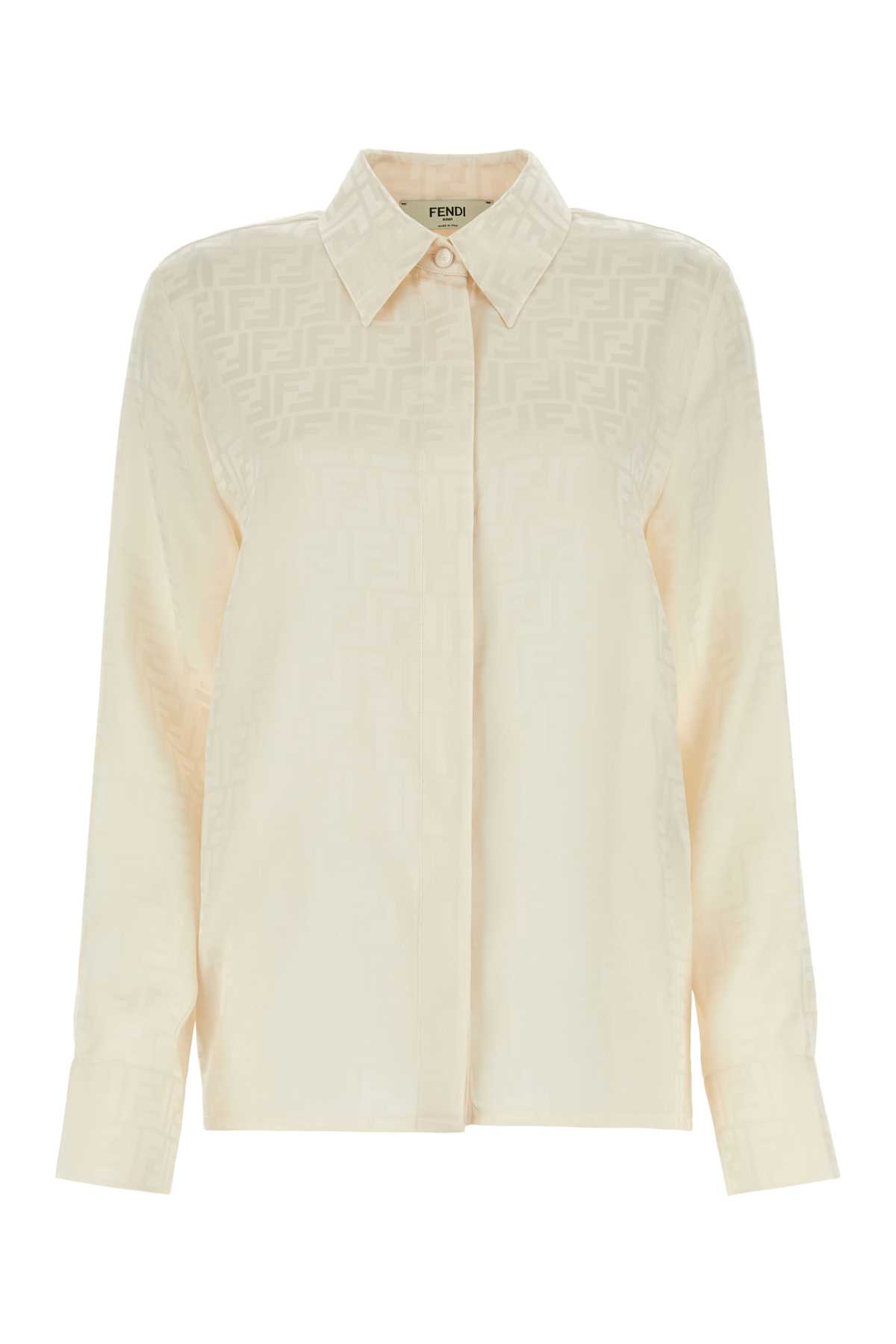 Shop Fendi Ivory Silk Shirt In White