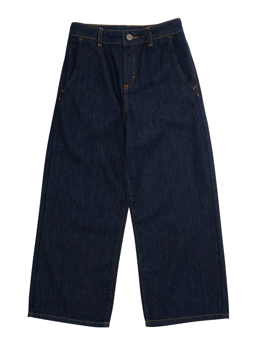 Shop Emporio Armani Blue Jeans With Logo Patch On The Rear And Belt Loops In Denim Girl