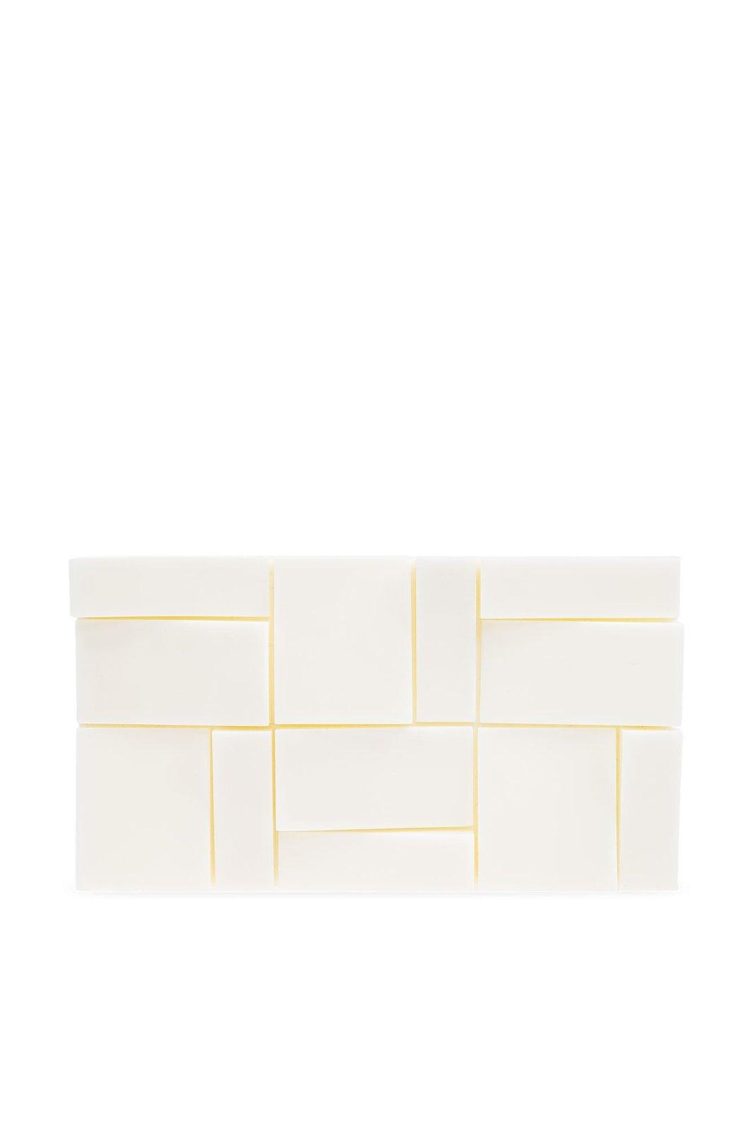 Cult Gaia Galleria Logo Engraved Clutch Bag In White