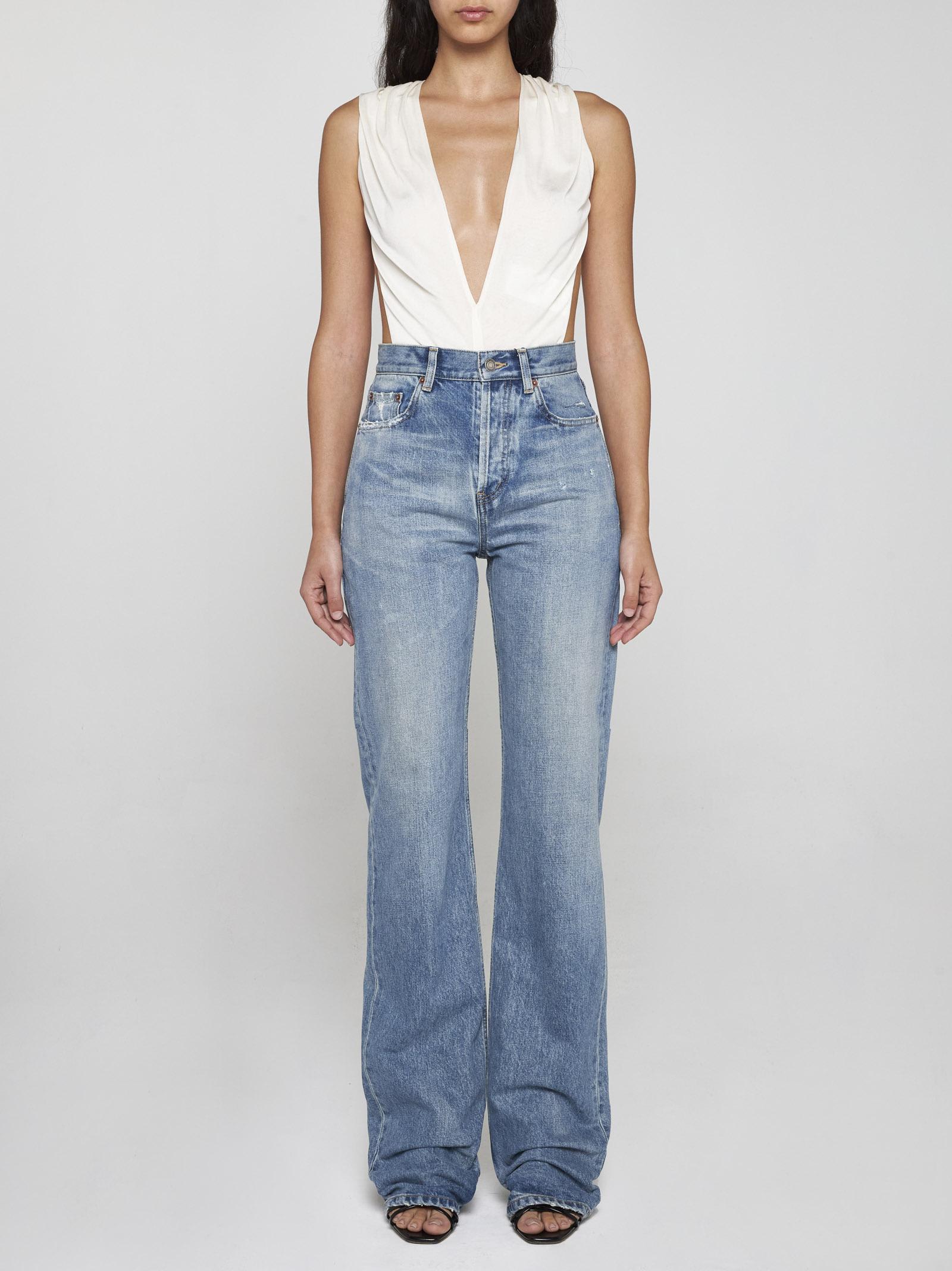 Saint Laurent Viscose Halter-neck Bodysuit In Cream