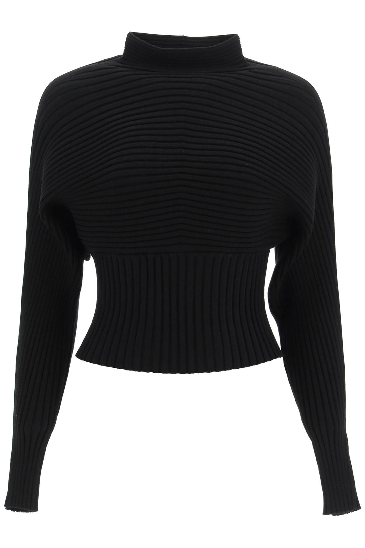 TORY BURCH RIBBED STRETCH SWEATER WITH DOLMAN SLEEVES