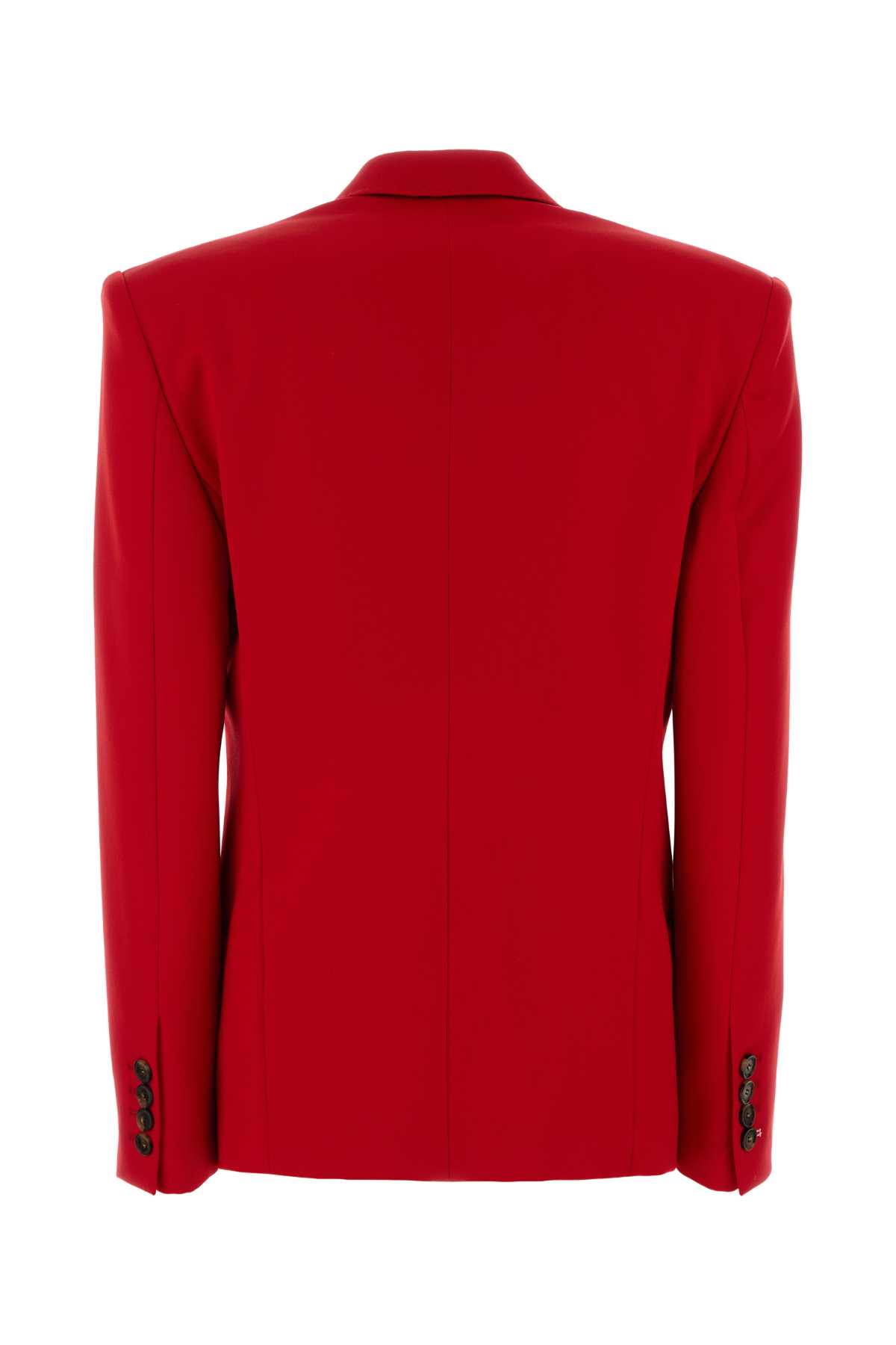 Stella Mccartney Tailored Wool Blazer Featuring Structured Shoulders In Red