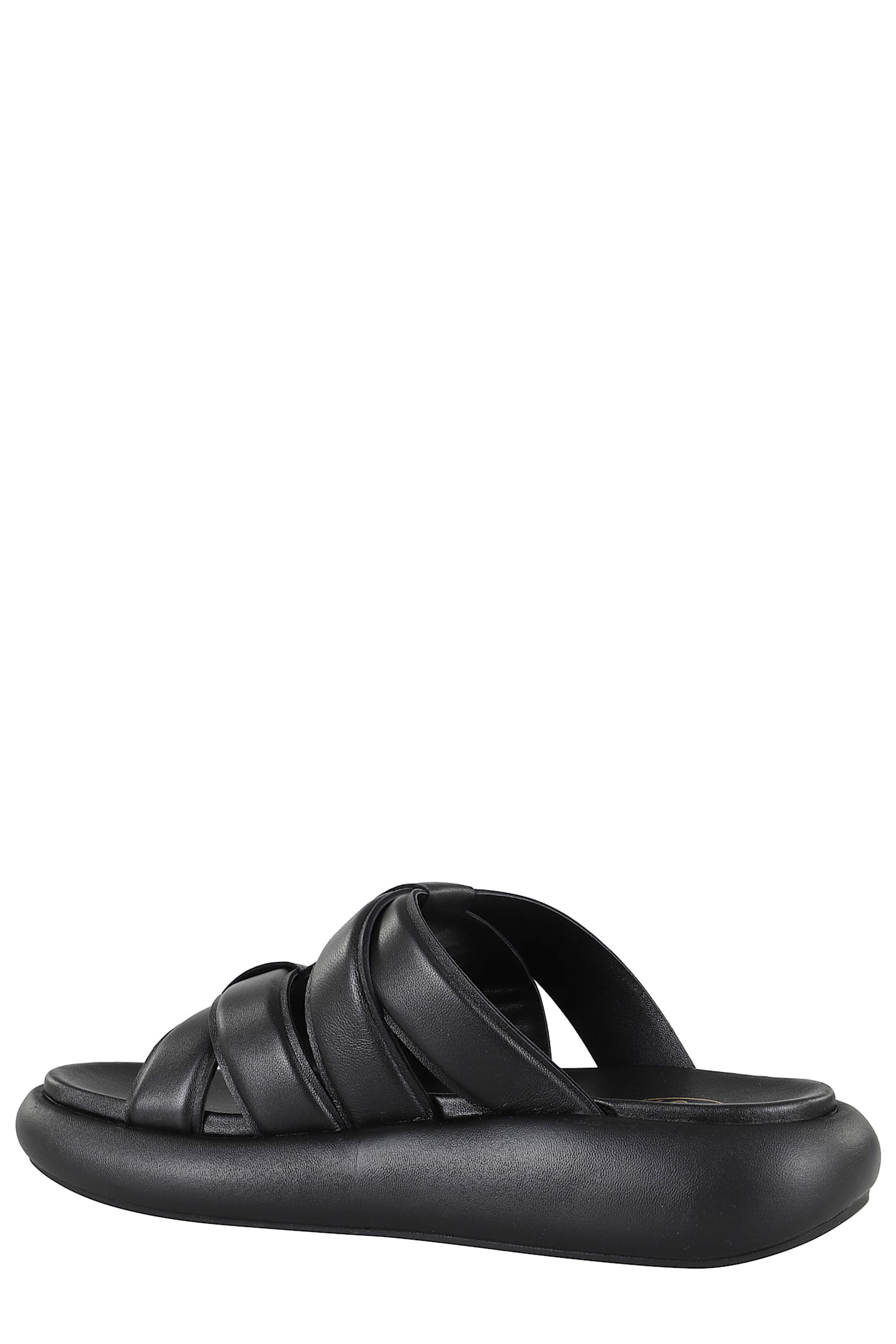 Ash Black Leather Vip Bis Sandals In Black