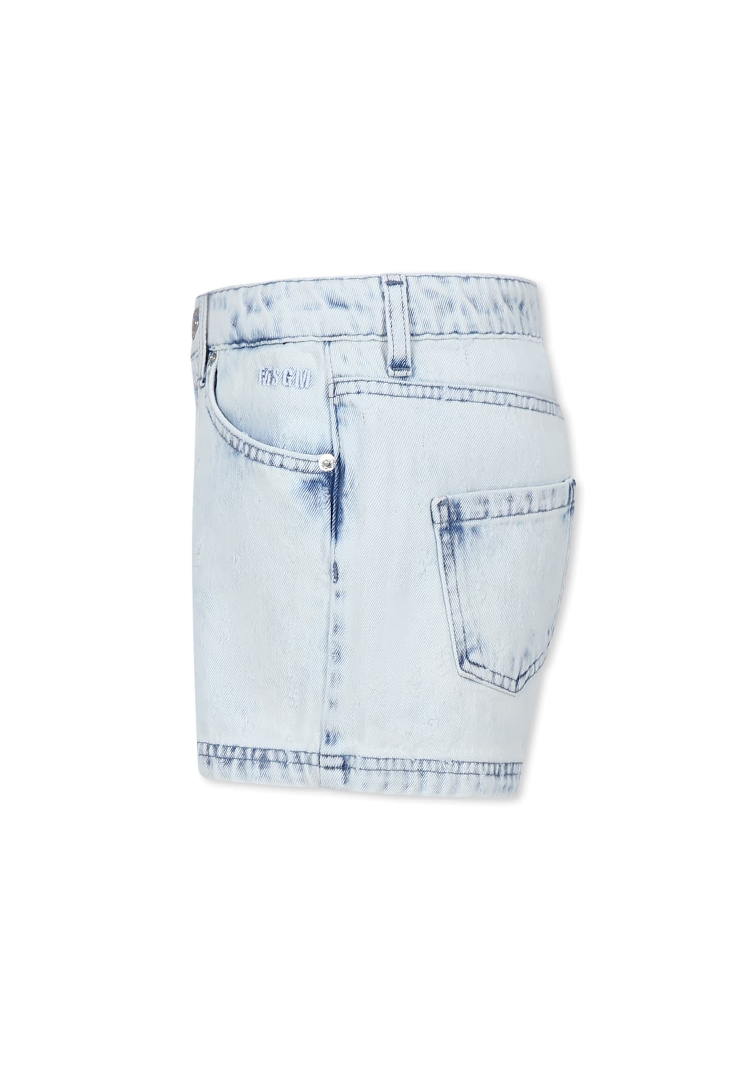 Msgm Denim Shorts For Girl With Logo In Denim