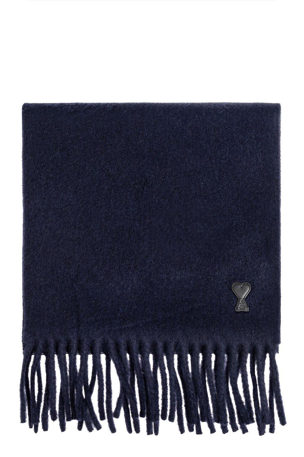 Paris Logo Patch Fringed-edge Scarf