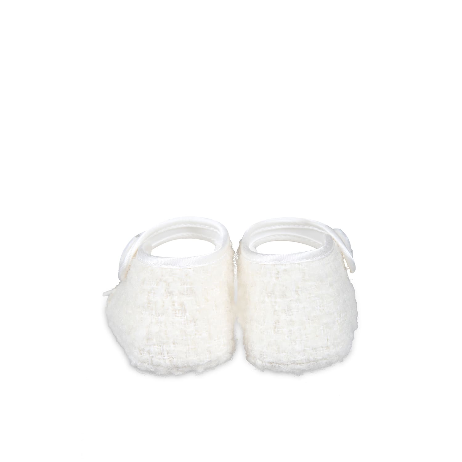 Monnalisa Ivory Ballet Flats For Baby Girl In Ivory